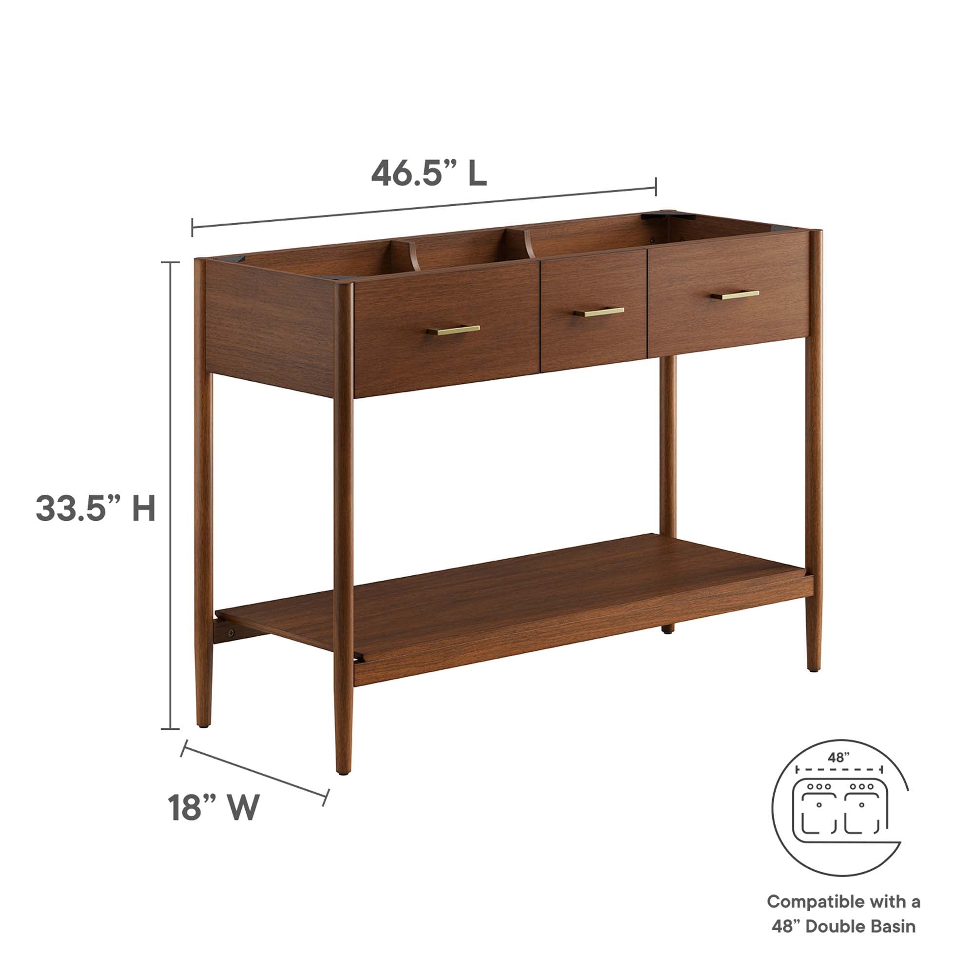 Zaire 48� Double Sink Compatible Bathroom Vanity Cabinet (Sink Basin Not Included) by Modway