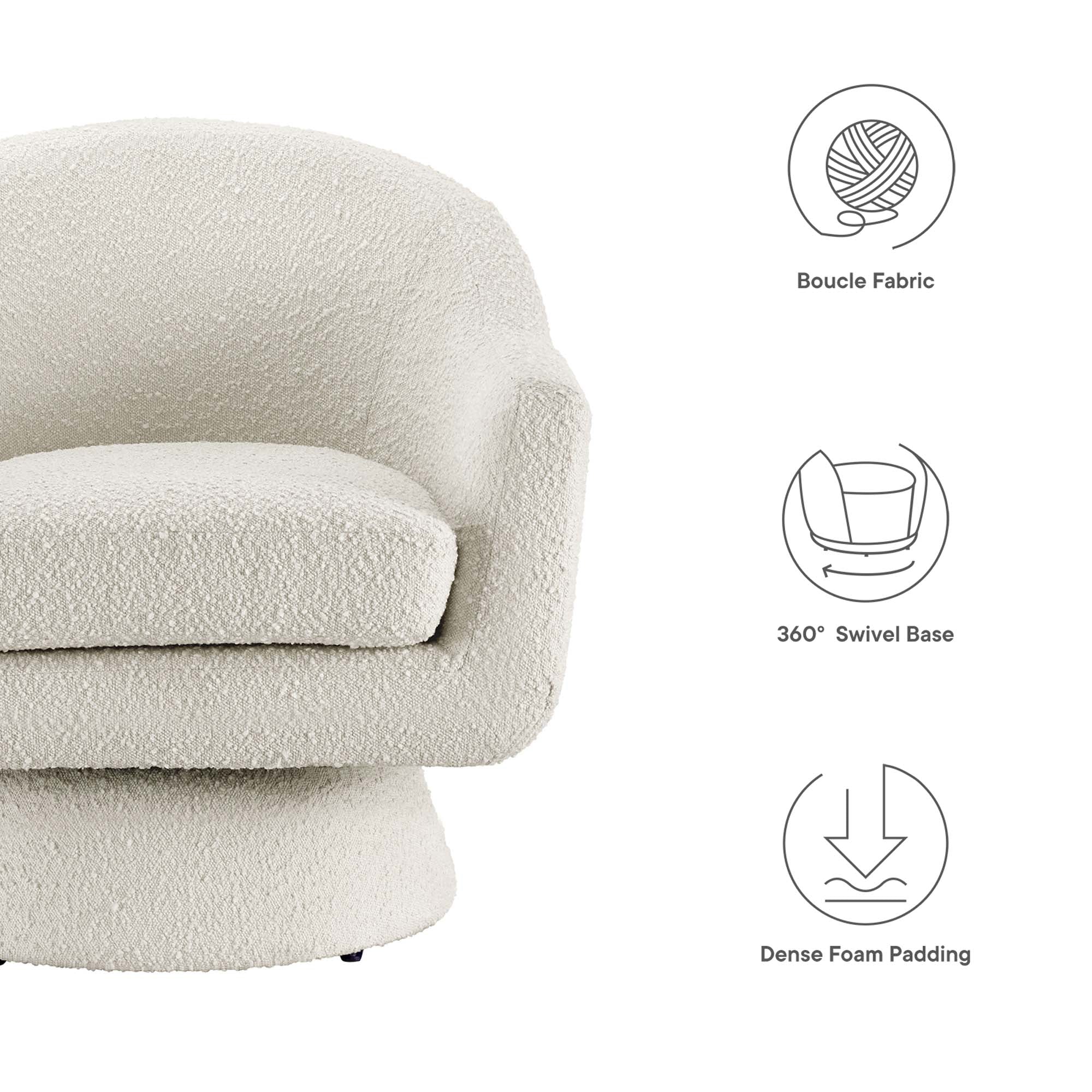 Astral Boucle Fabric Swivel Chair by Modway