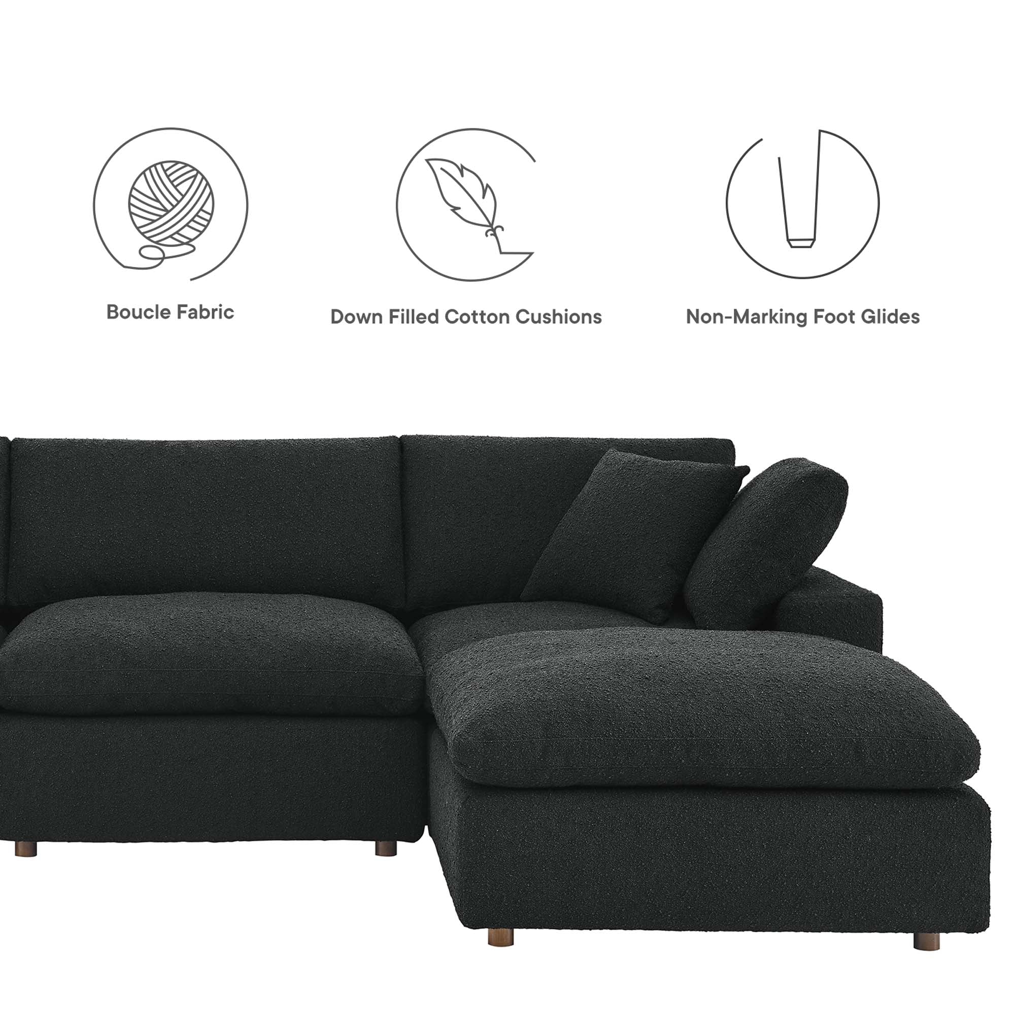 Commix 5-Piece Down Filled Overstuffed Boucle Fabric Sectional Sofa by Modway