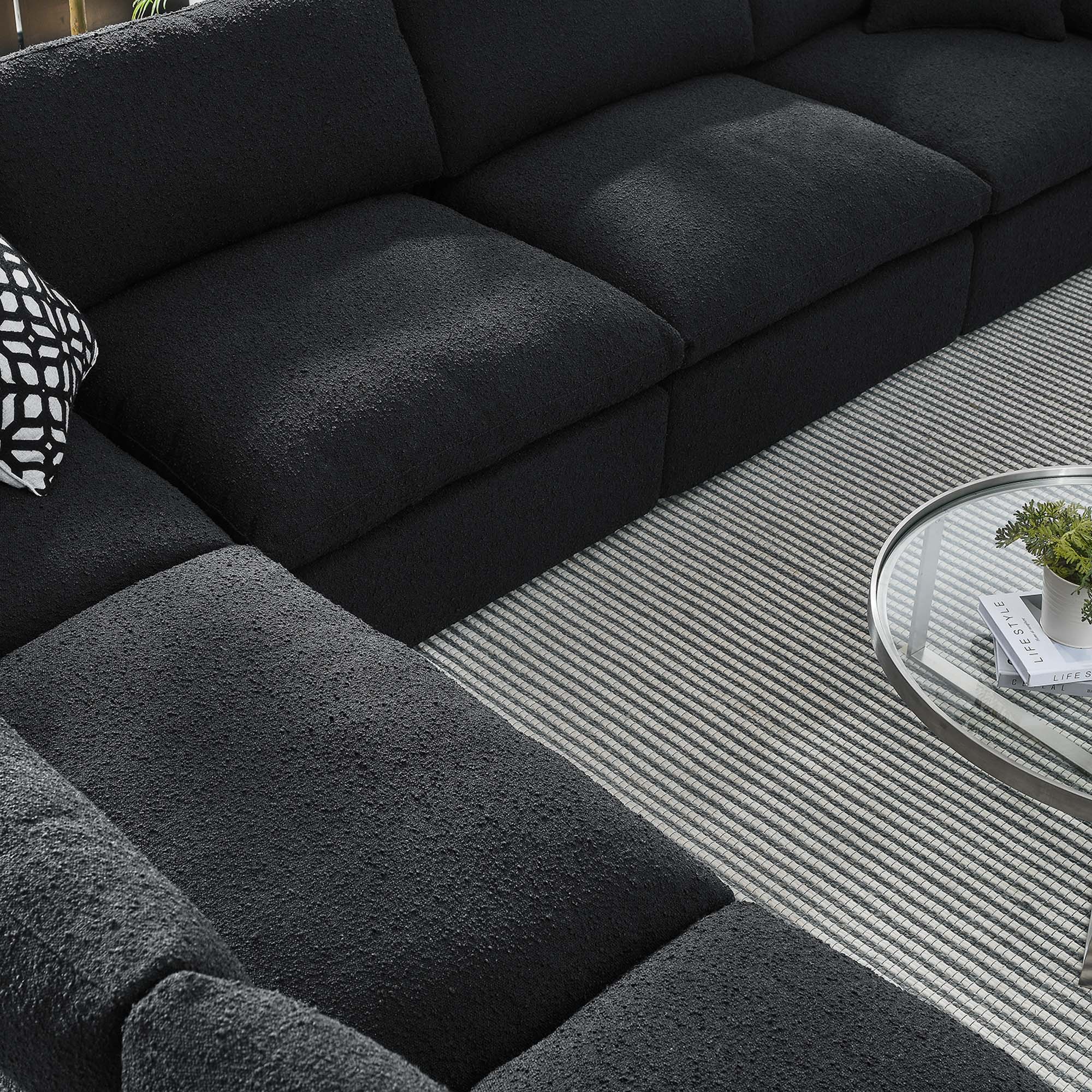 Commix 6-Piece Down Filled Overstuffed Boucle Fabric Sectional Sofa by Modway