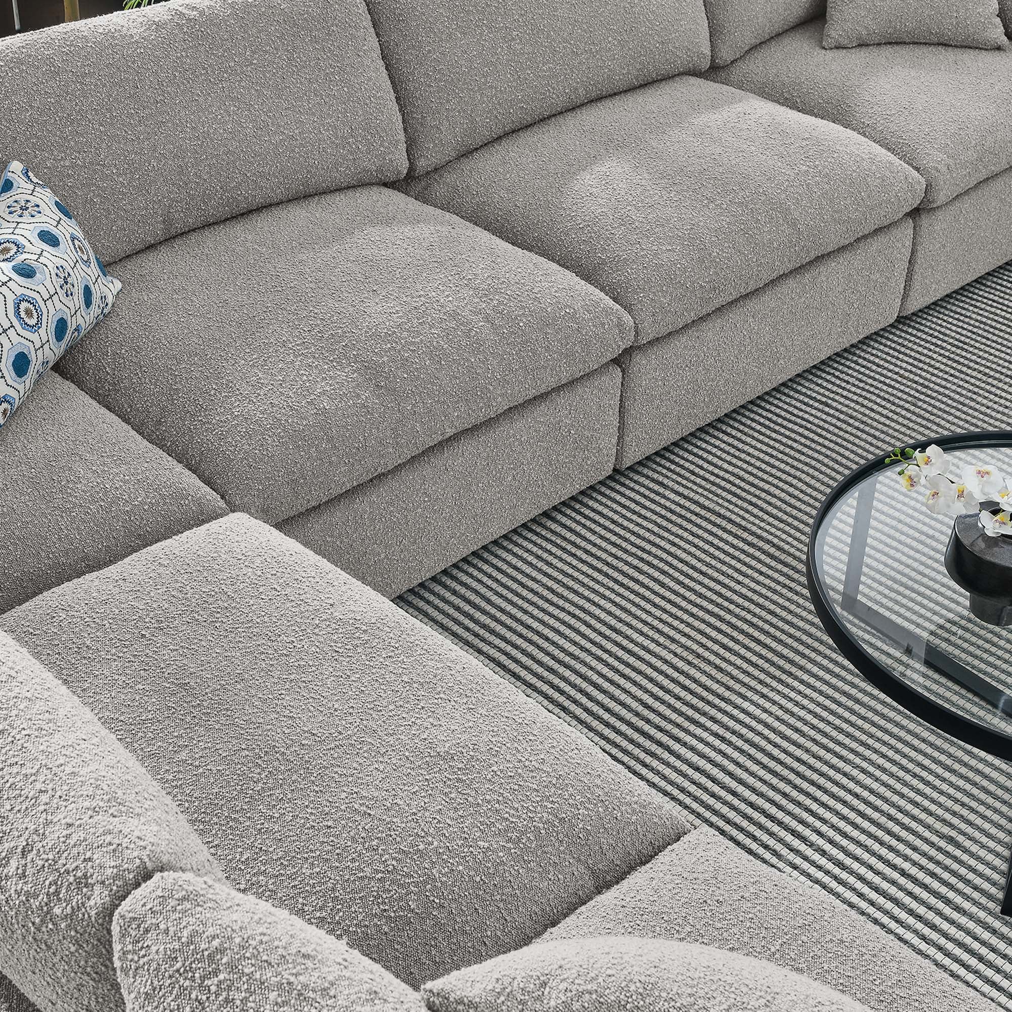 Commix 6-Piece Down Filled Overstuffed Boucle Fabric Sectional Sofa by Modway