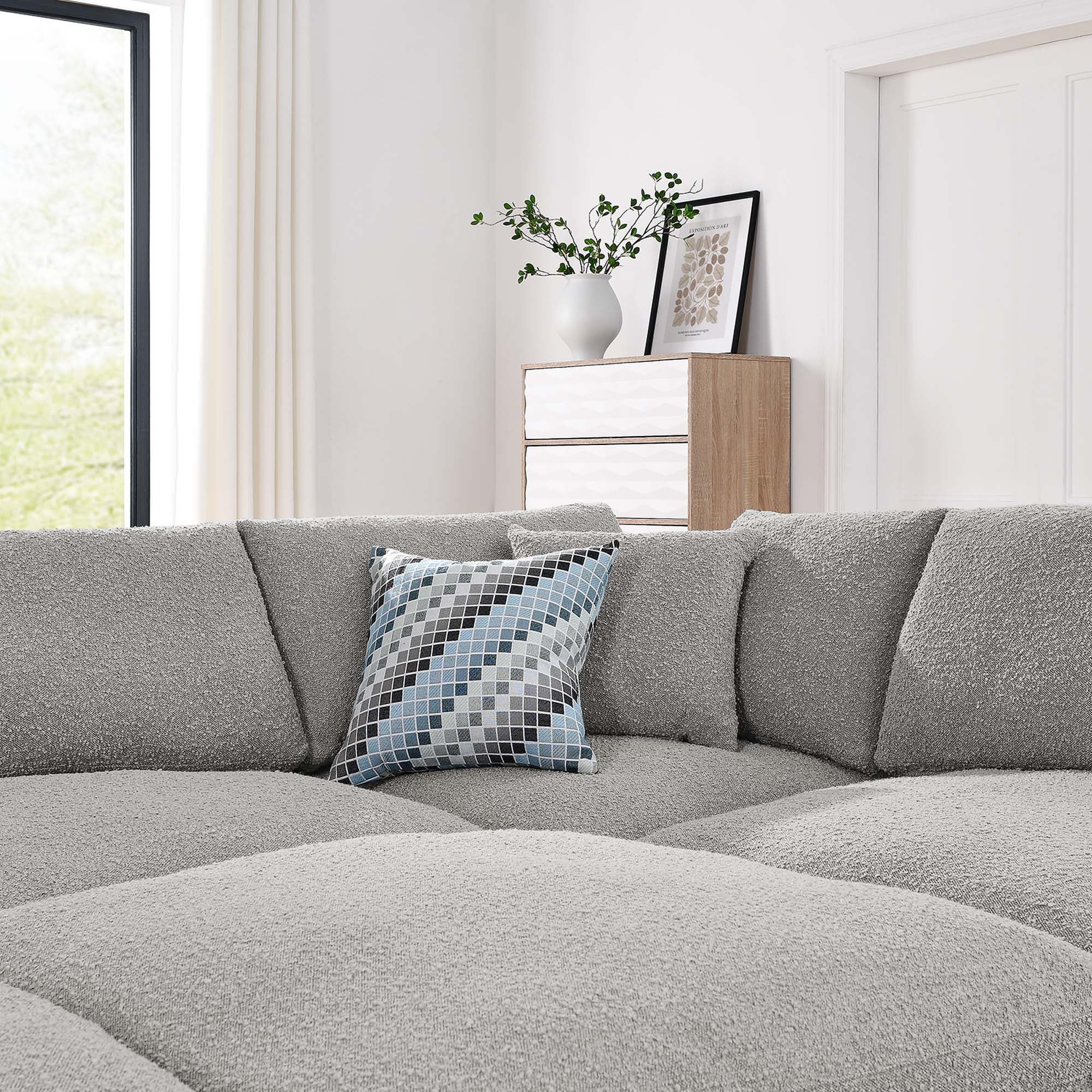 Commix 6-Piece Down Filled Overstuffed Boucle Fabric Sectional Sofa by Modway