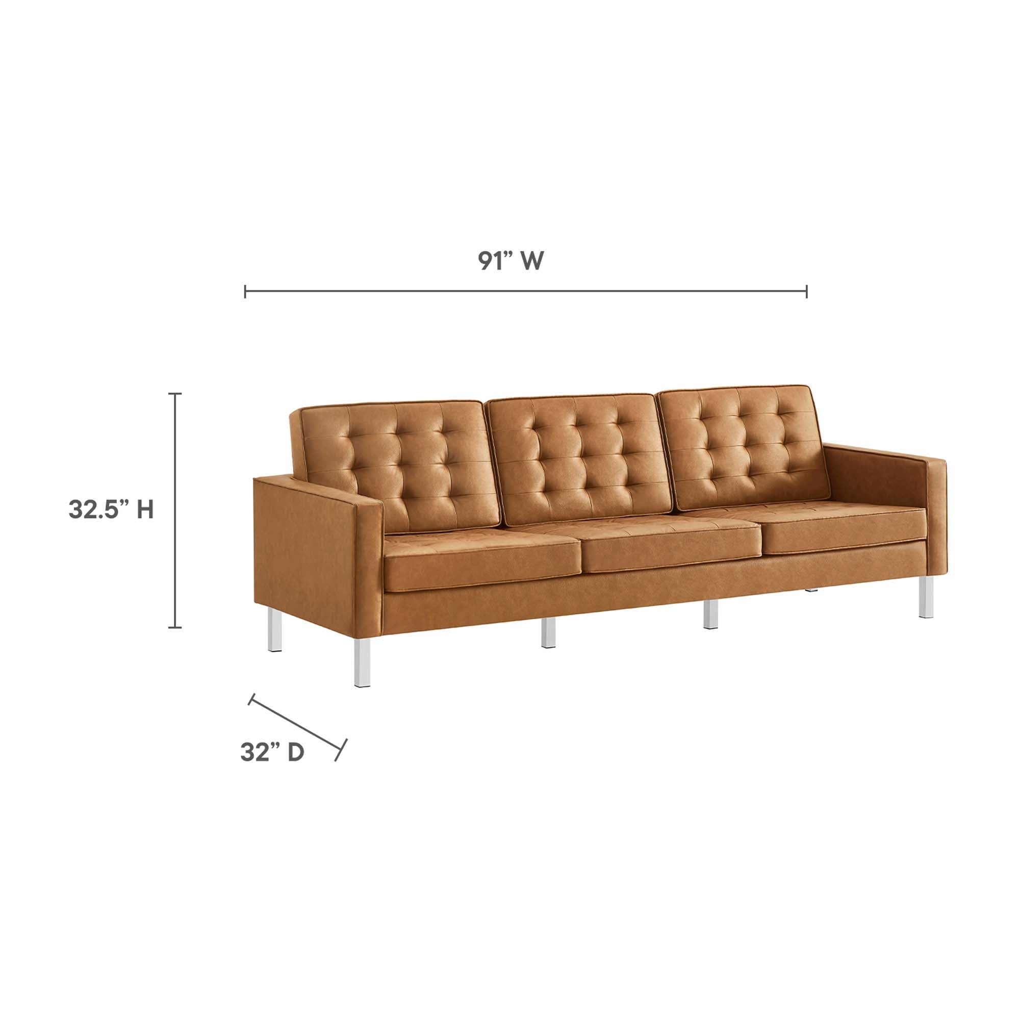 Loft Tufted Vegan Leather Sofa and Ottoman Set by Modway