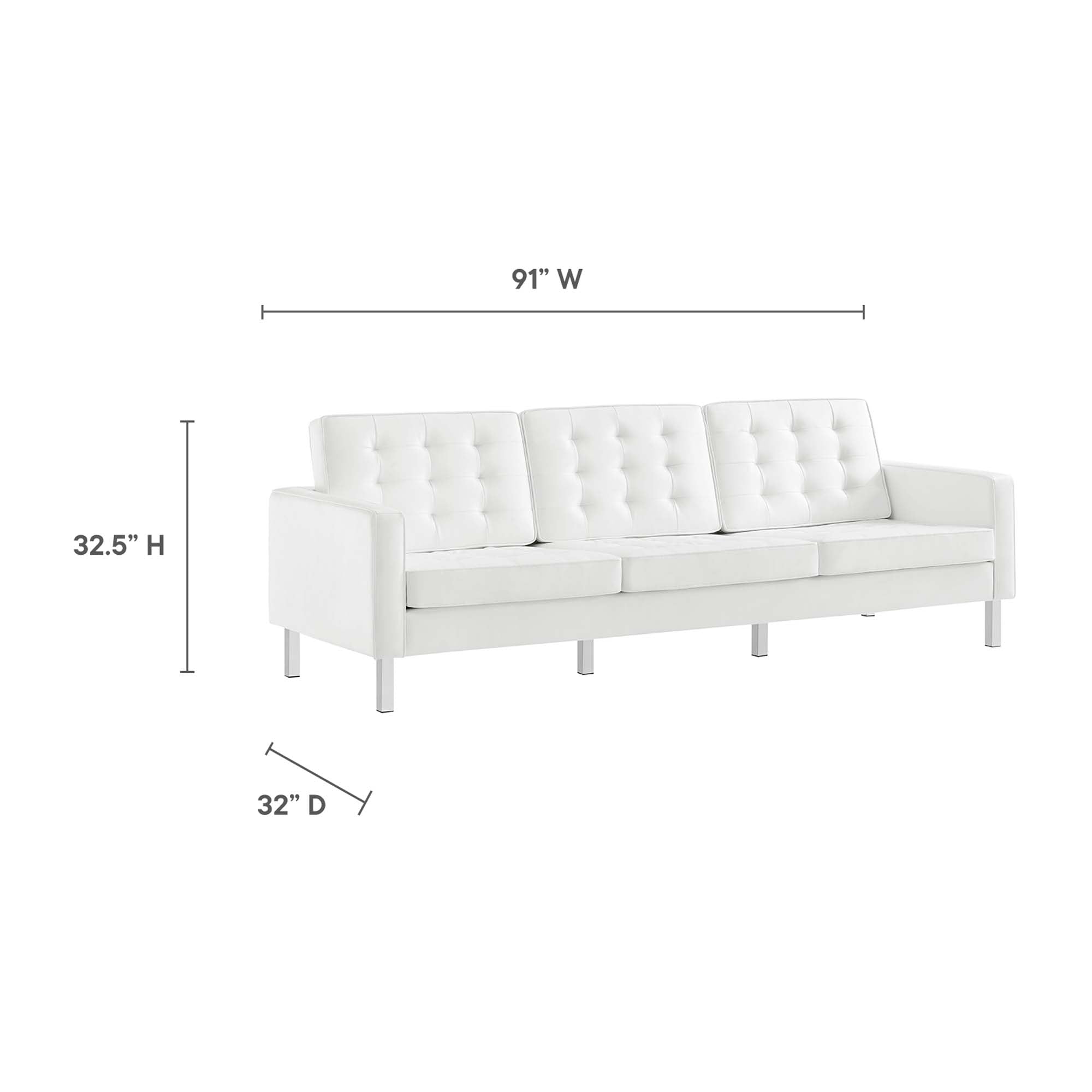 Loft Tufted Vegan Leather Sofa and Ottoman Set by Modway
