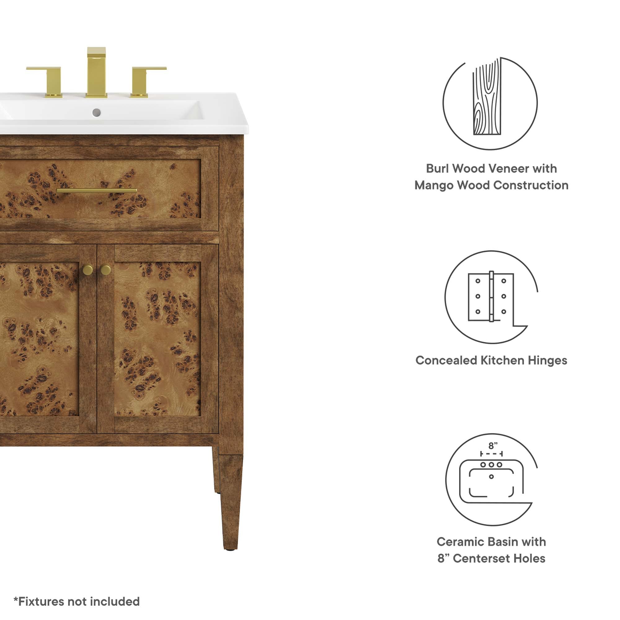 Elysian 24" Wood Bathroom Vanity by Modway