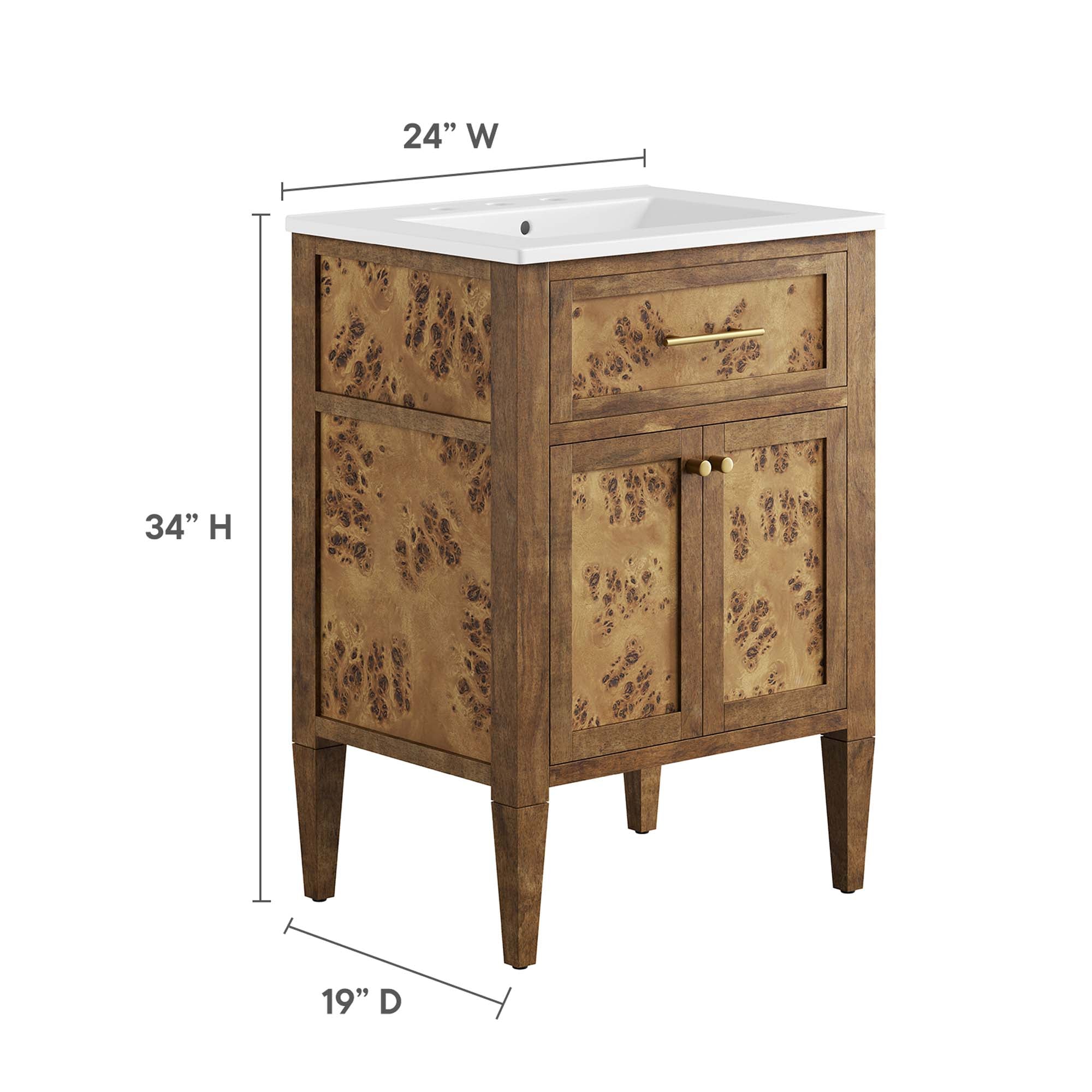 Elysian 24" Wood Bathroom Vanity by Modway