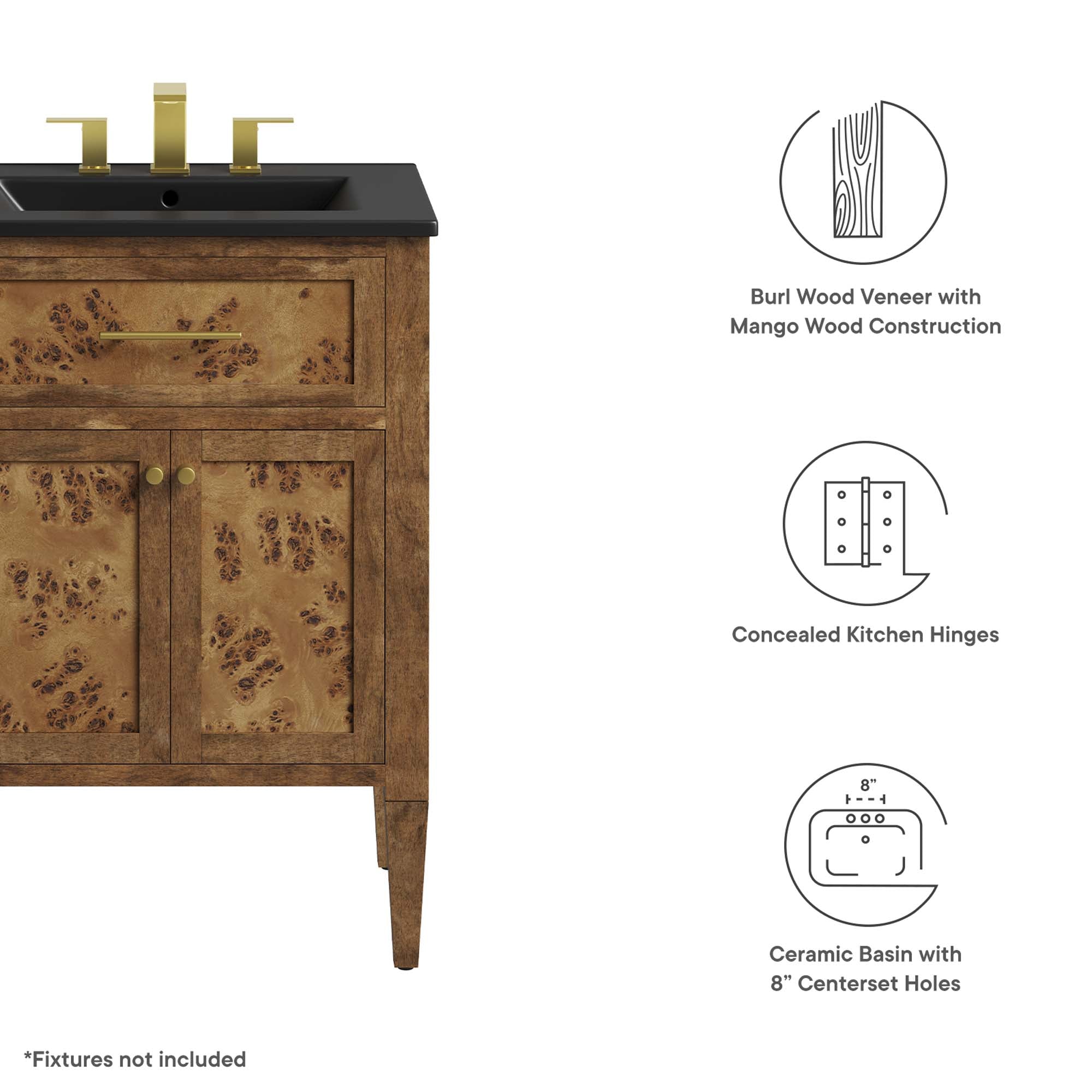 Elysian 24" Wood Bathroom Vanity by Modway