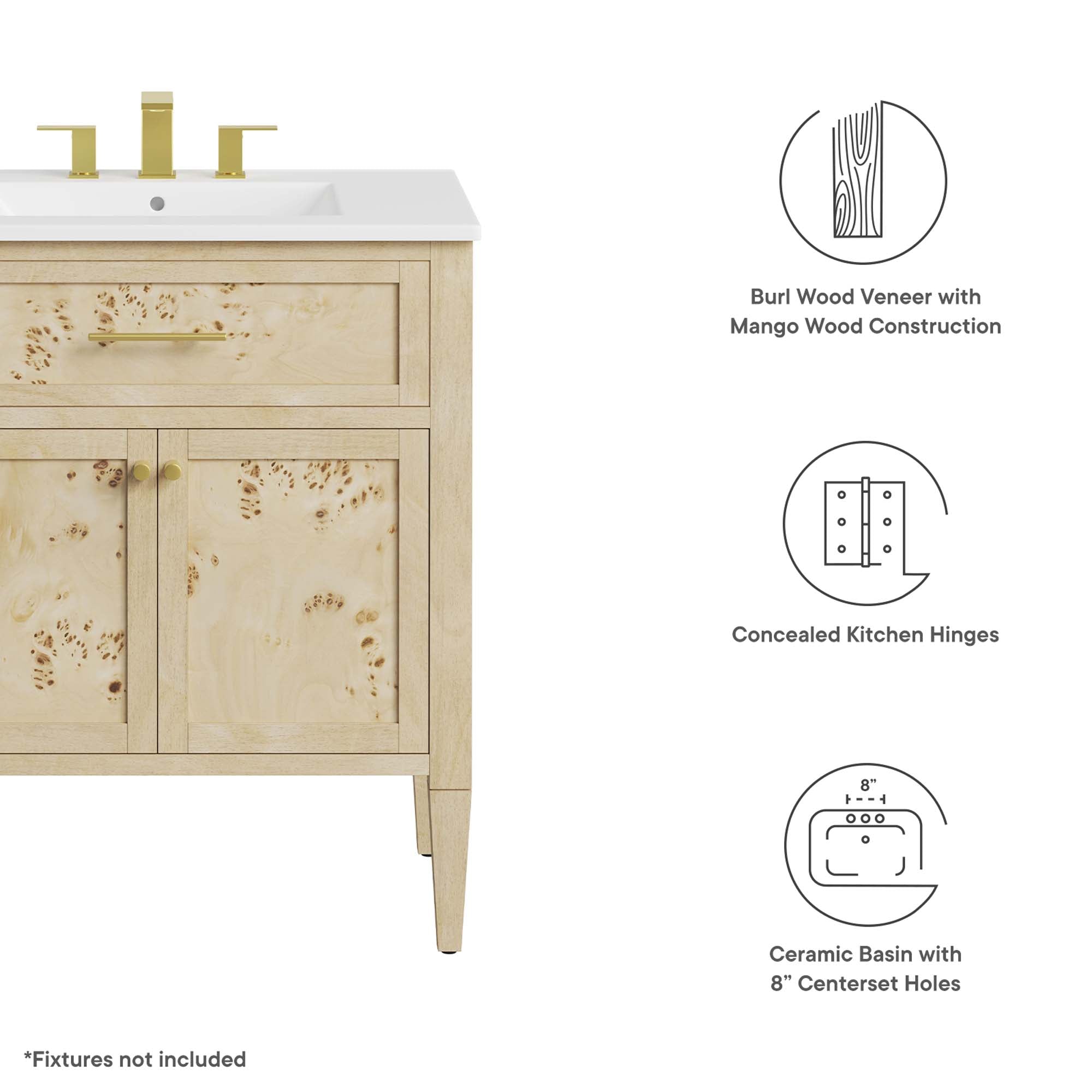 Elysian 30" Wood Bathroom Vanity by Modway
