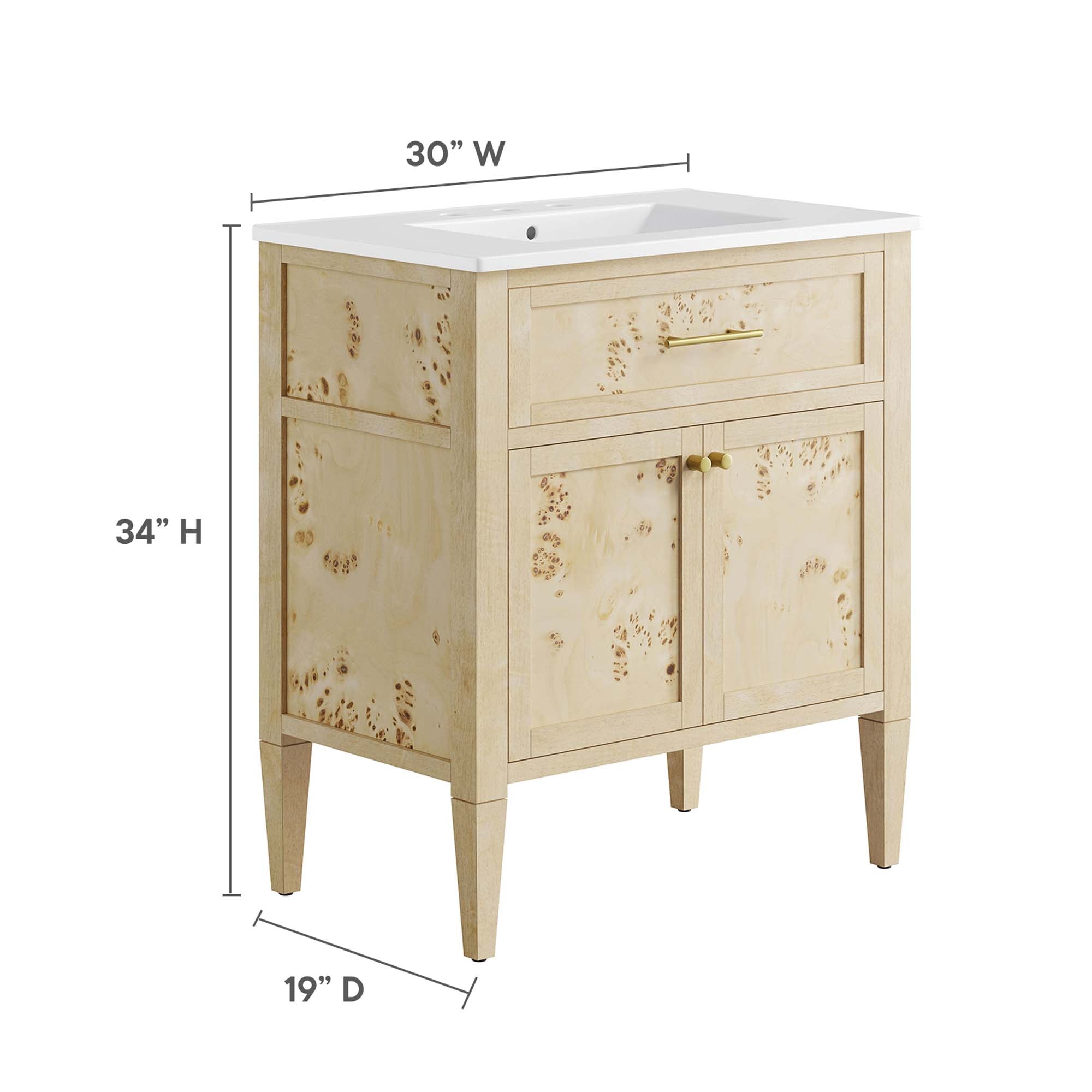 Elysian 30" Wood Bathroom Vanity by Modway