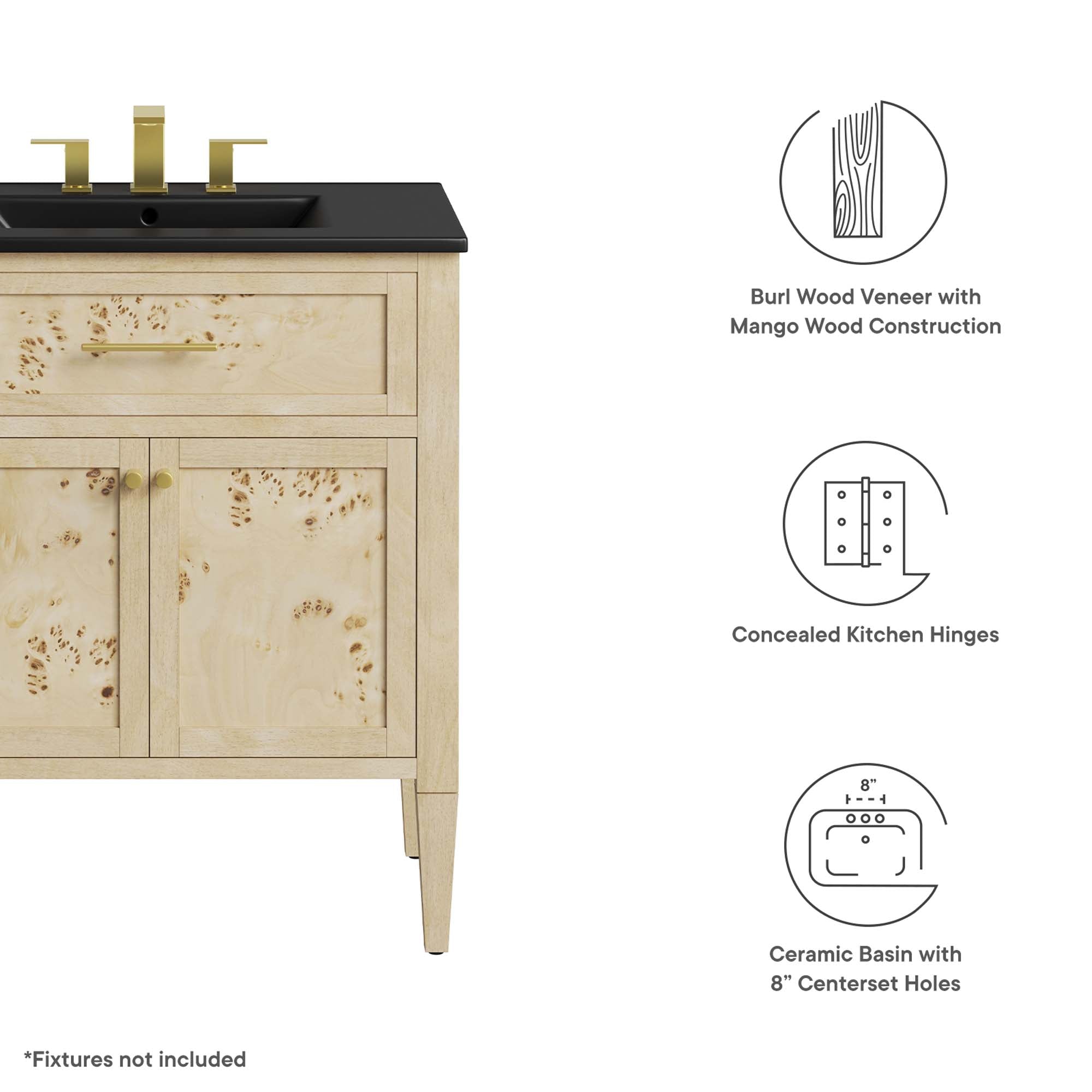 Elysian 30" Wood Bathroom Vanity by Modway