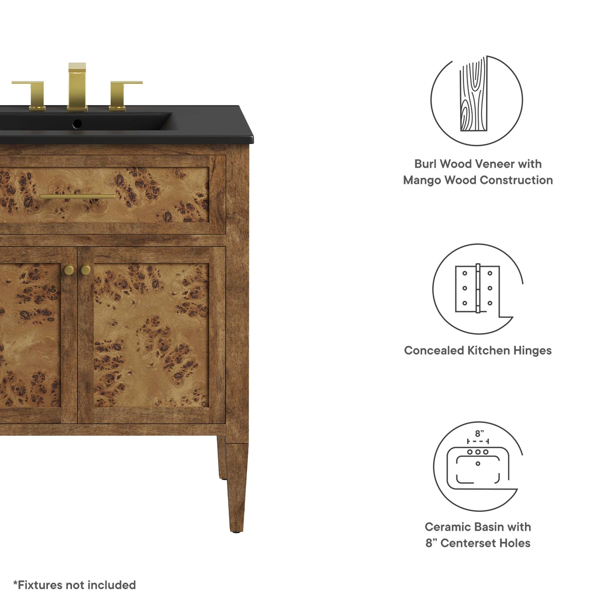 Elysian 30" Wood Bathroom Vanity by Modway