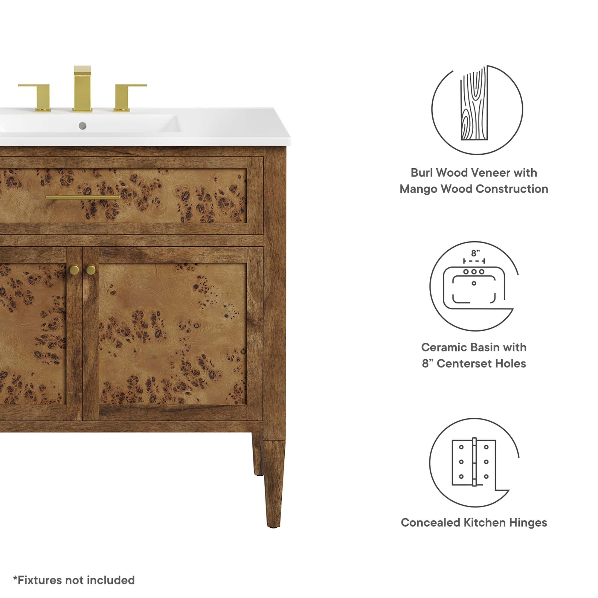 Elysian 36" Wood Bathroom Vanity by Modway
