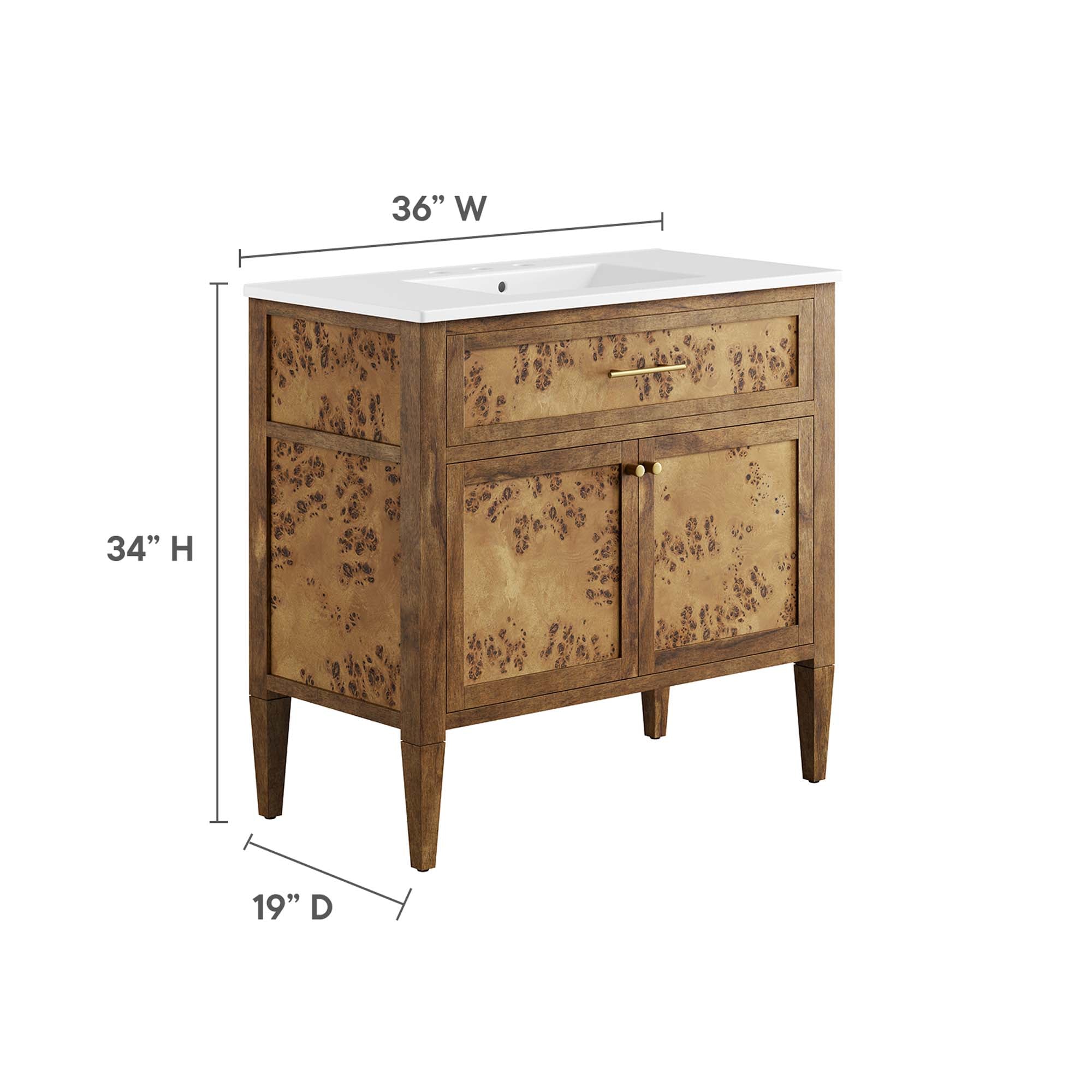 Elysian 36" Wood Bathroom Vanity by Modway