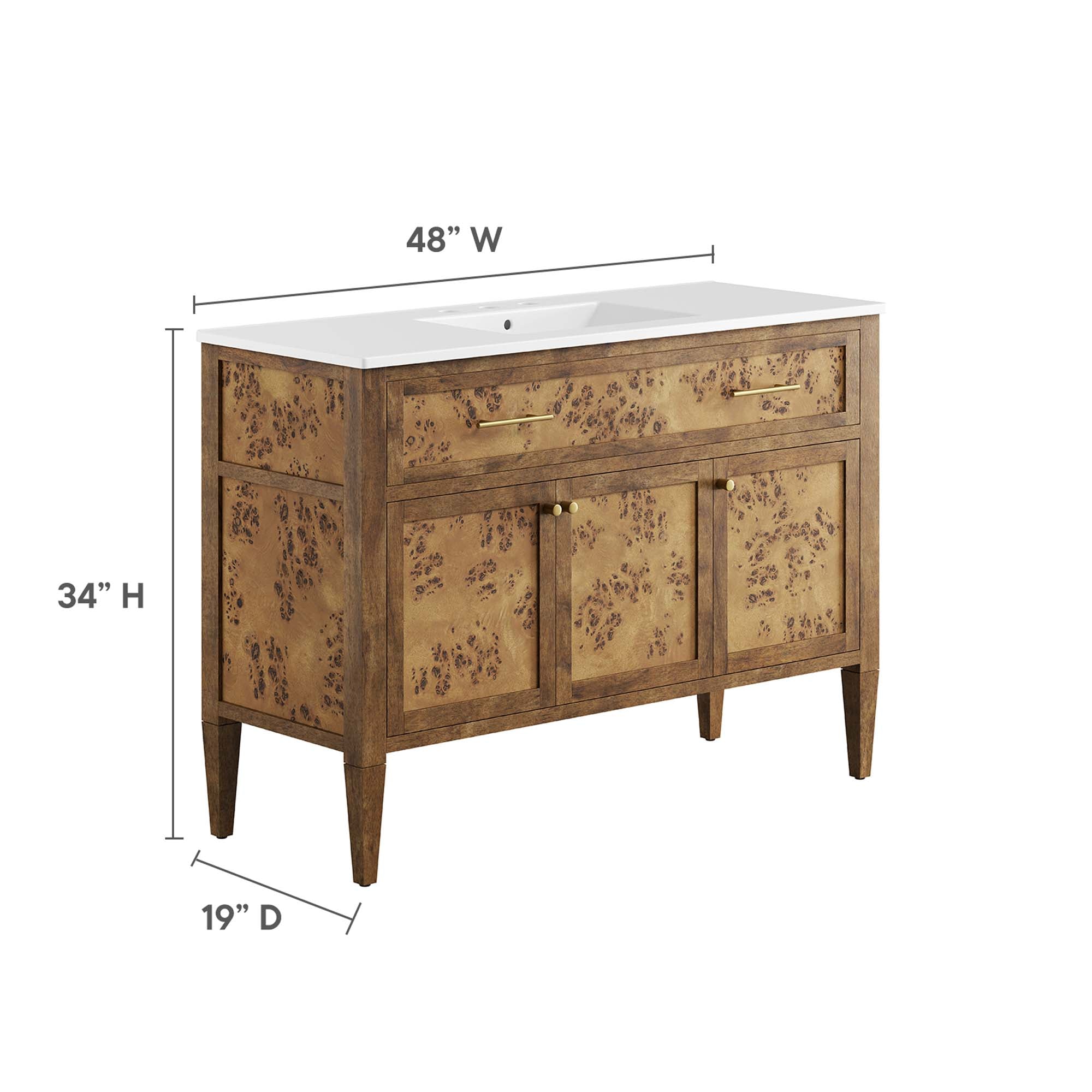 Elysian 48" Wood Single Sink Bathroom Vanity by Modway