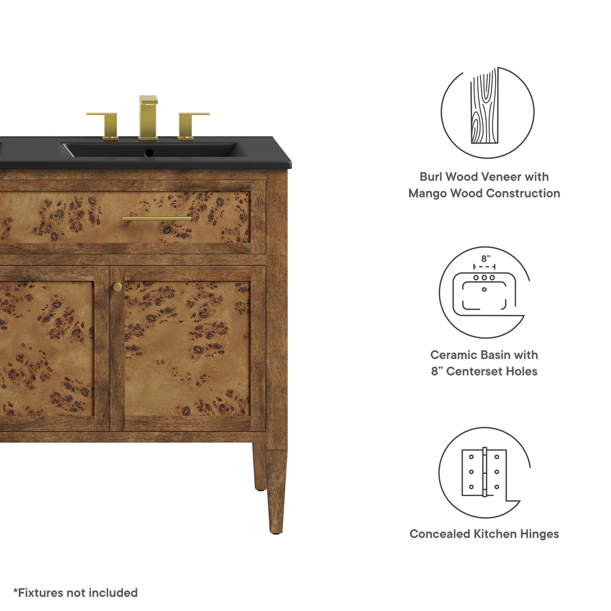 Elysian 48" Wood Double Sink Bathroom Vanity by Modway
