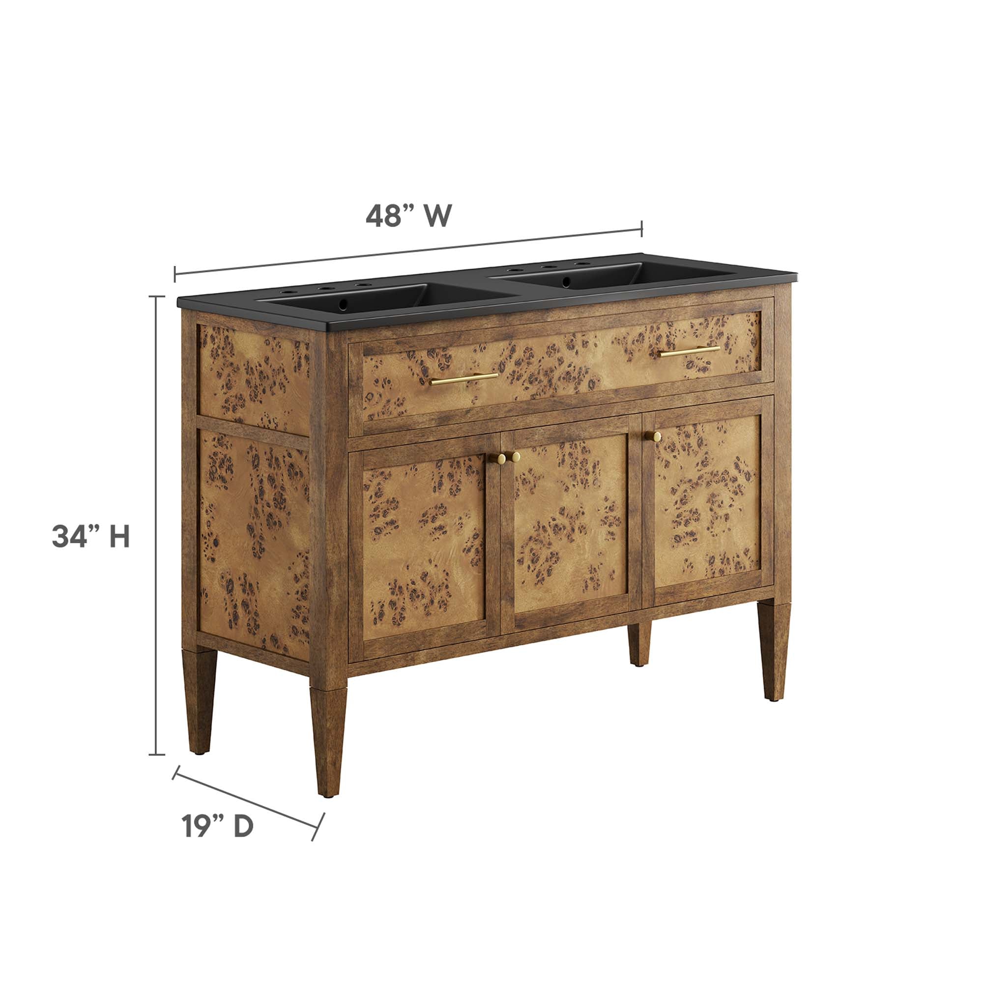 Elysian 48" Wood Double Sink Bathroom Vanity by Modway