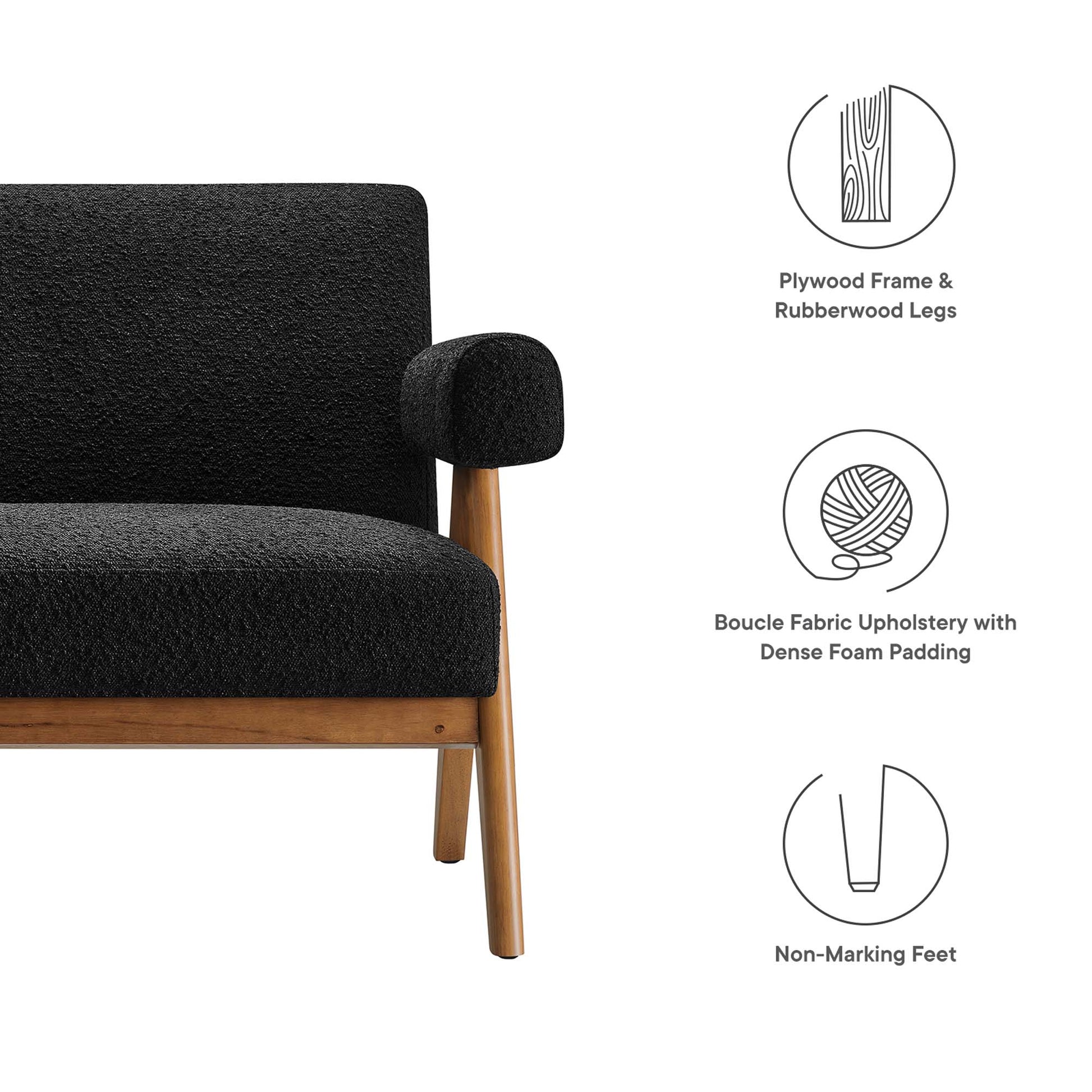 Lyra Boucle Fabric Loveseat by Modway - Best Buy Furniture