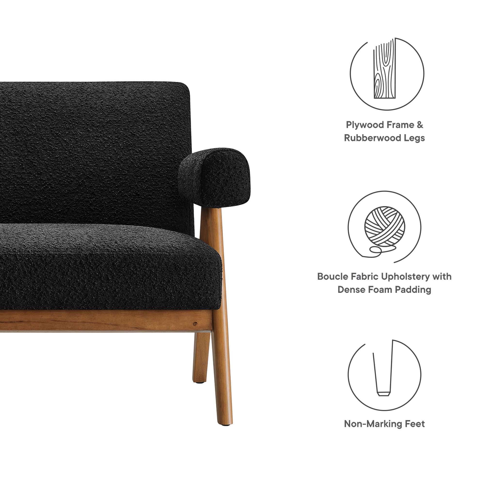 Lyra Boucle Fabric Loveseat by Modway - Best Buy Furniture