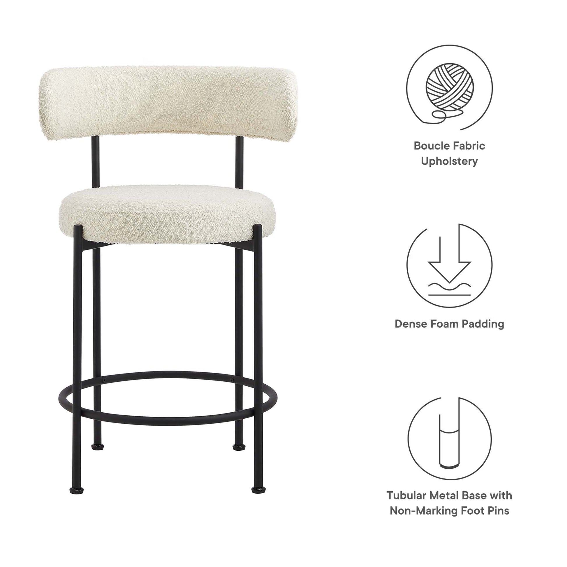 Albie Boucle Fabric Counter Stools Set of 2 by Modway - Best Buy Furniture