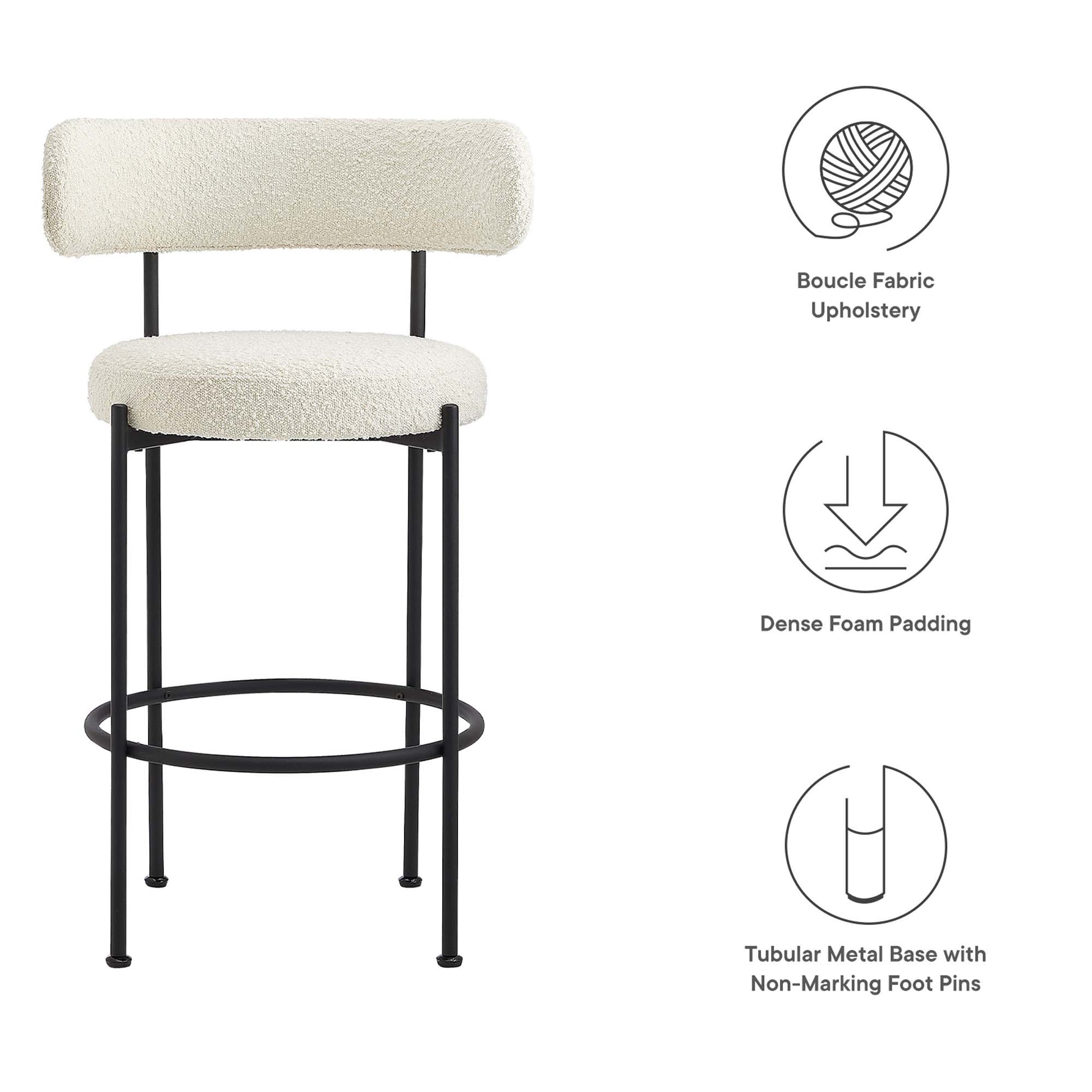 Albie Boucle Fabric Bar Stools Set of 2 by Modway - Best Buy Furniture