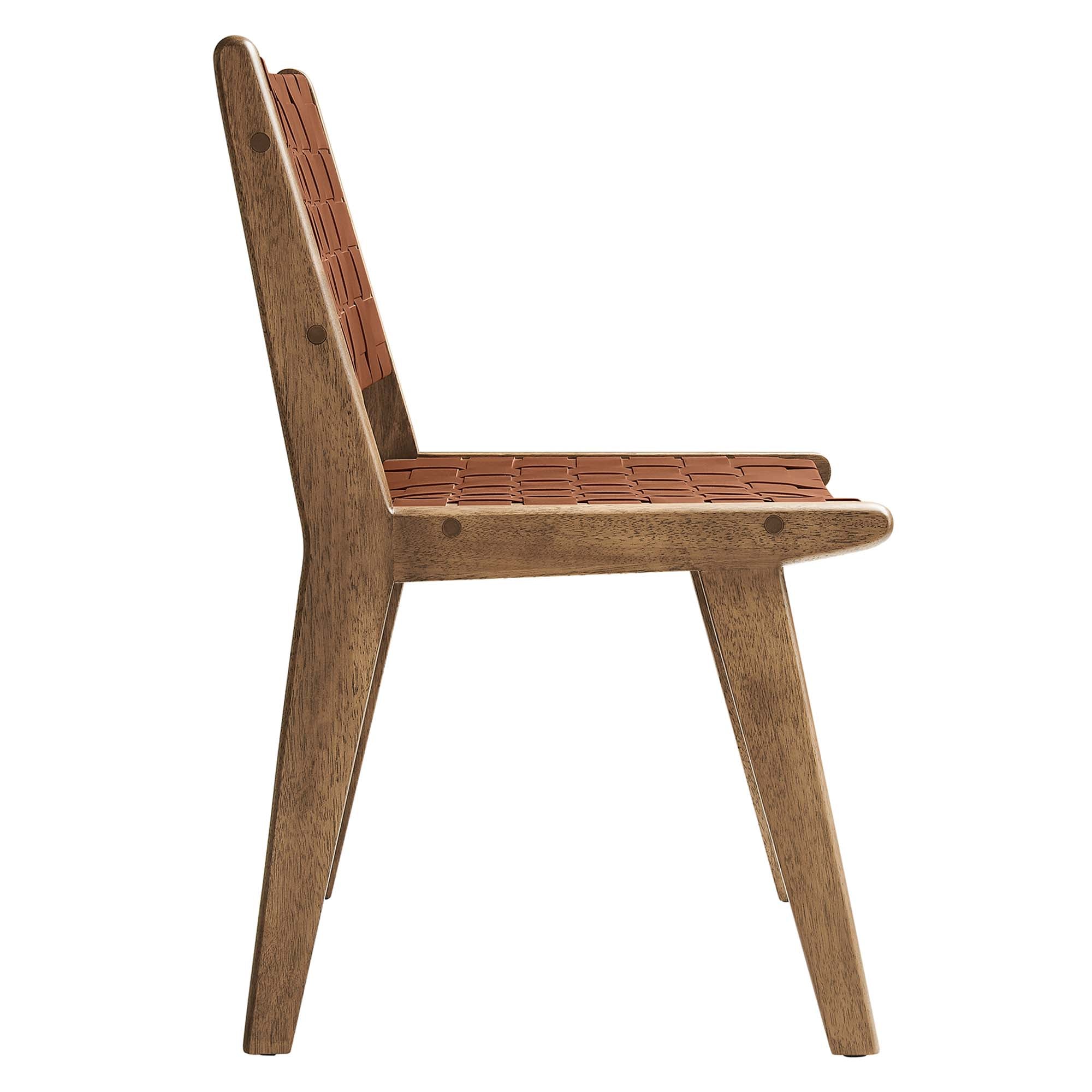 Saoirse Leather Wood Dining Side Chair Set of 2 by Modway
