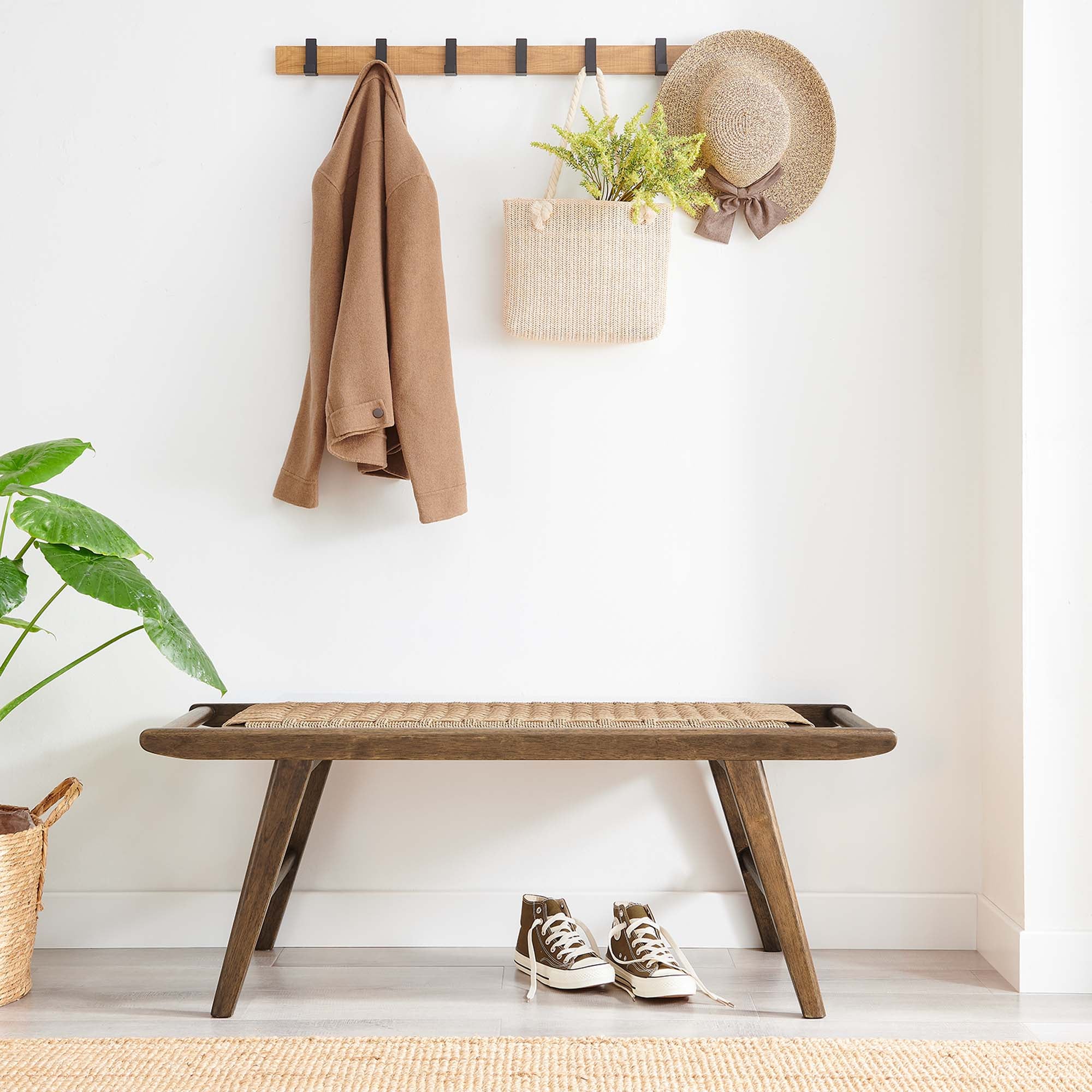 Saoirse 47" Wove Rope Wood Bench by Modway