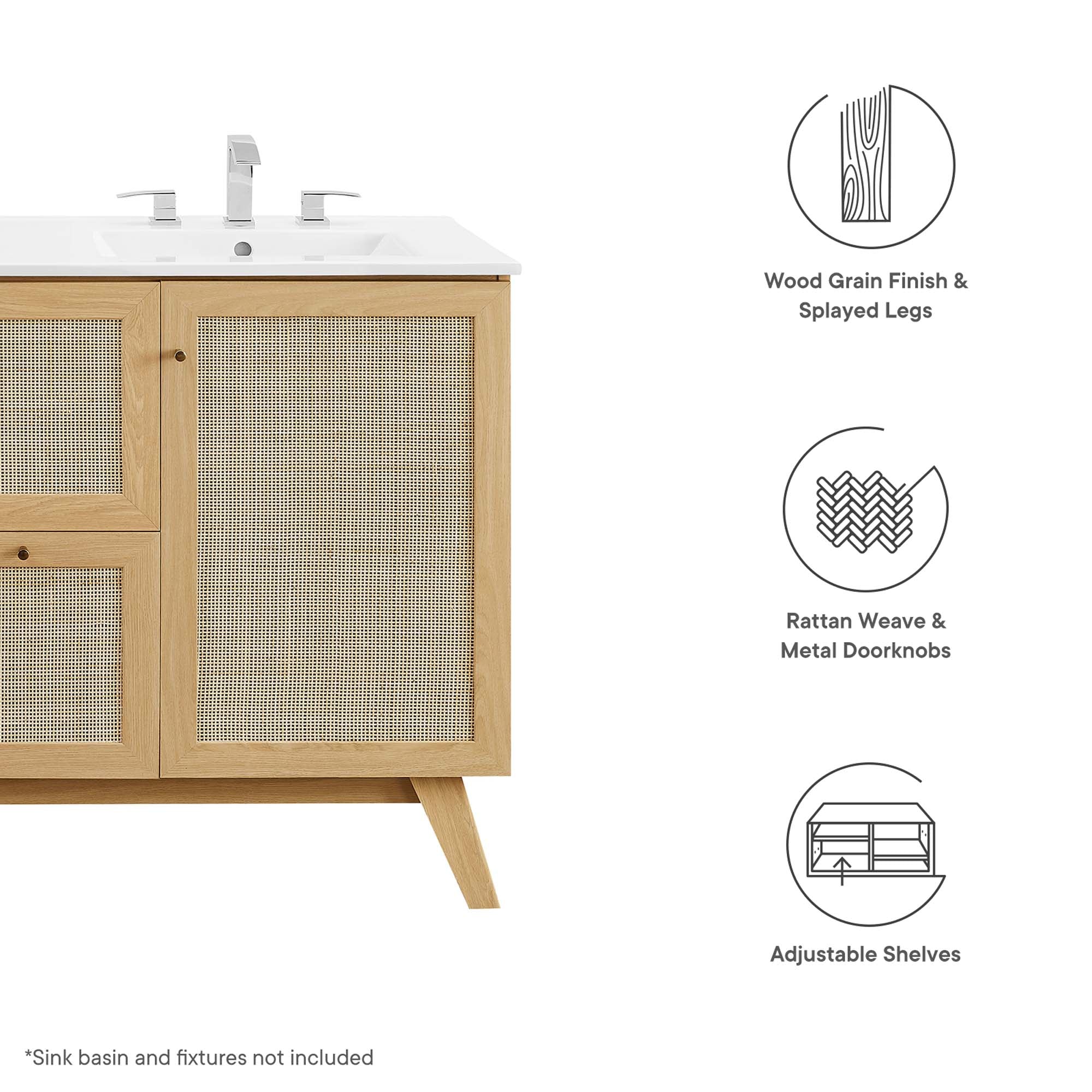 Soma 48� Single or Double Sink Compatible Bathroom Vanity Cabinet (Sink Basin Not Included) by Modway