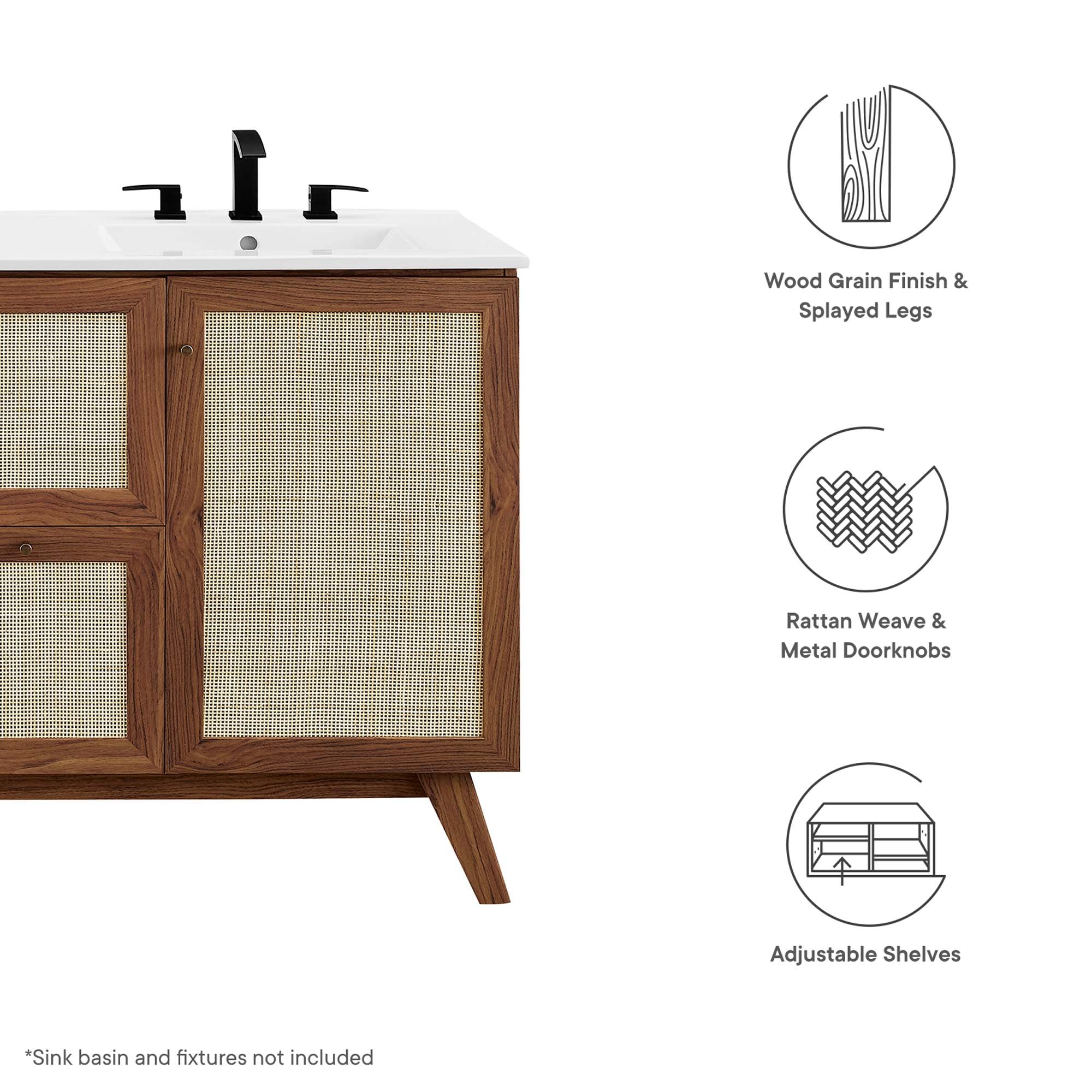 Soma 48� Single or Double Sink Compatible Bathroom Vanity Cabinet (Sink Basin Not Included) by Modway
