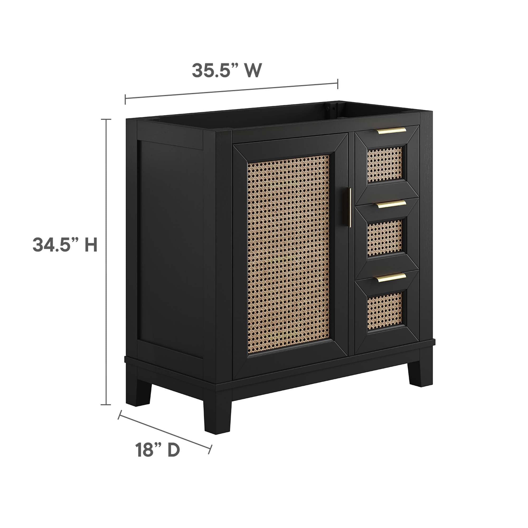 Dixie 36" Solid Wood Bathroom Vanity Cabinet (Sink Basin Not Included) by Modway