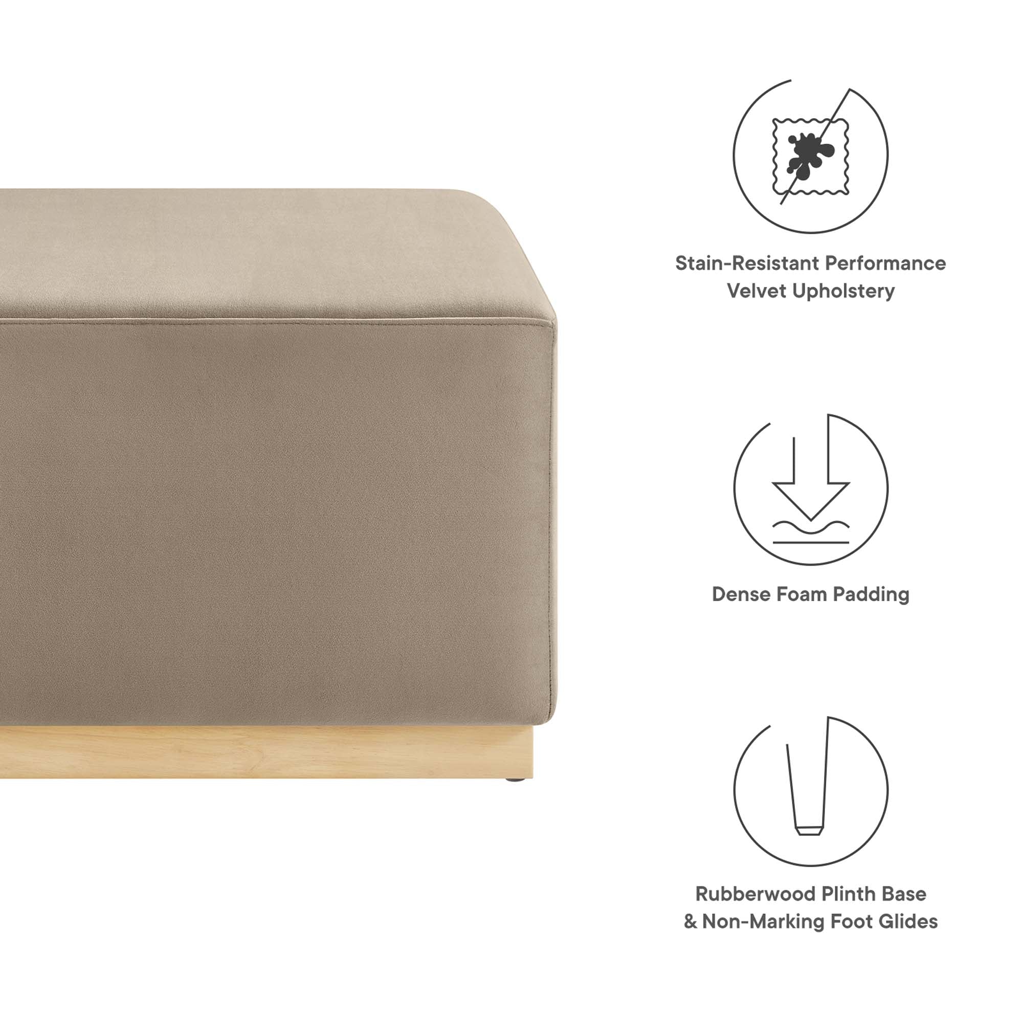 Tilden Large 28" Square Performance Velvet Upholstered Ottoman by Modway