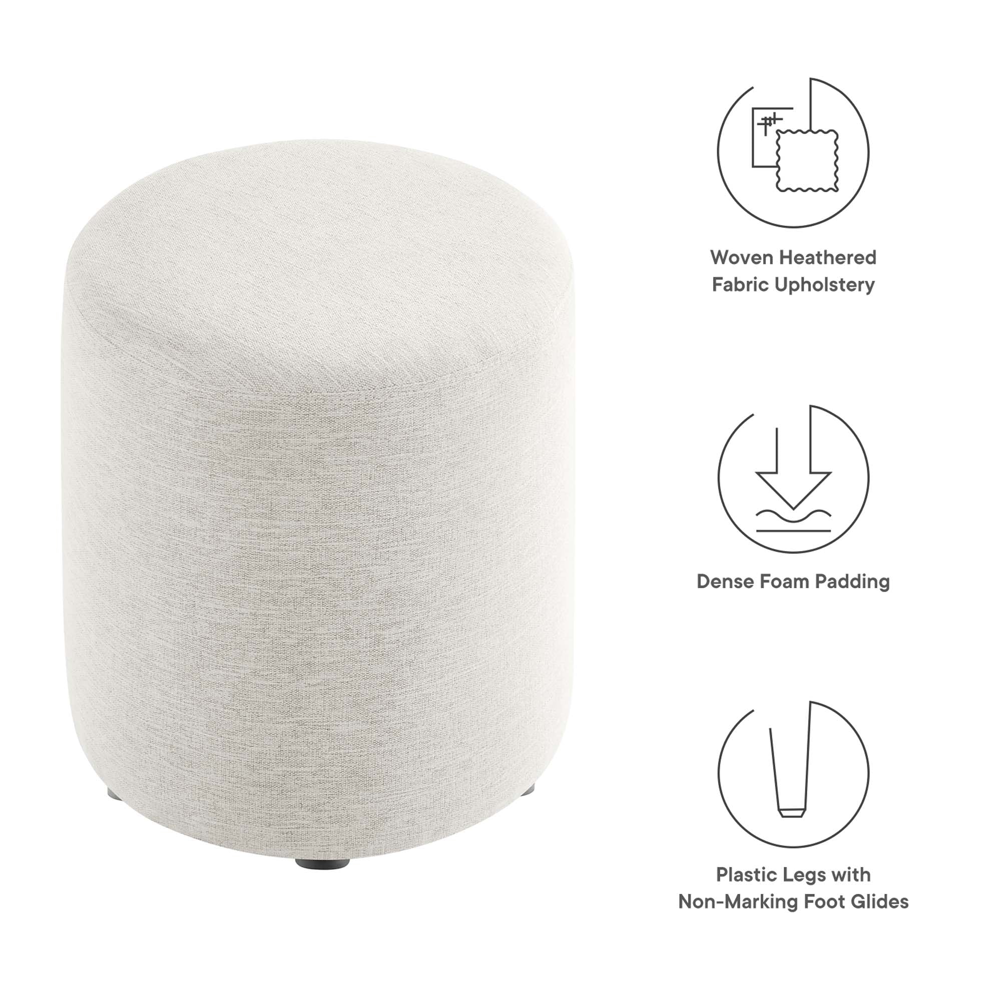 Callum 16" Round Woven Heathered Fabric Upholstered Ottoman by Modway