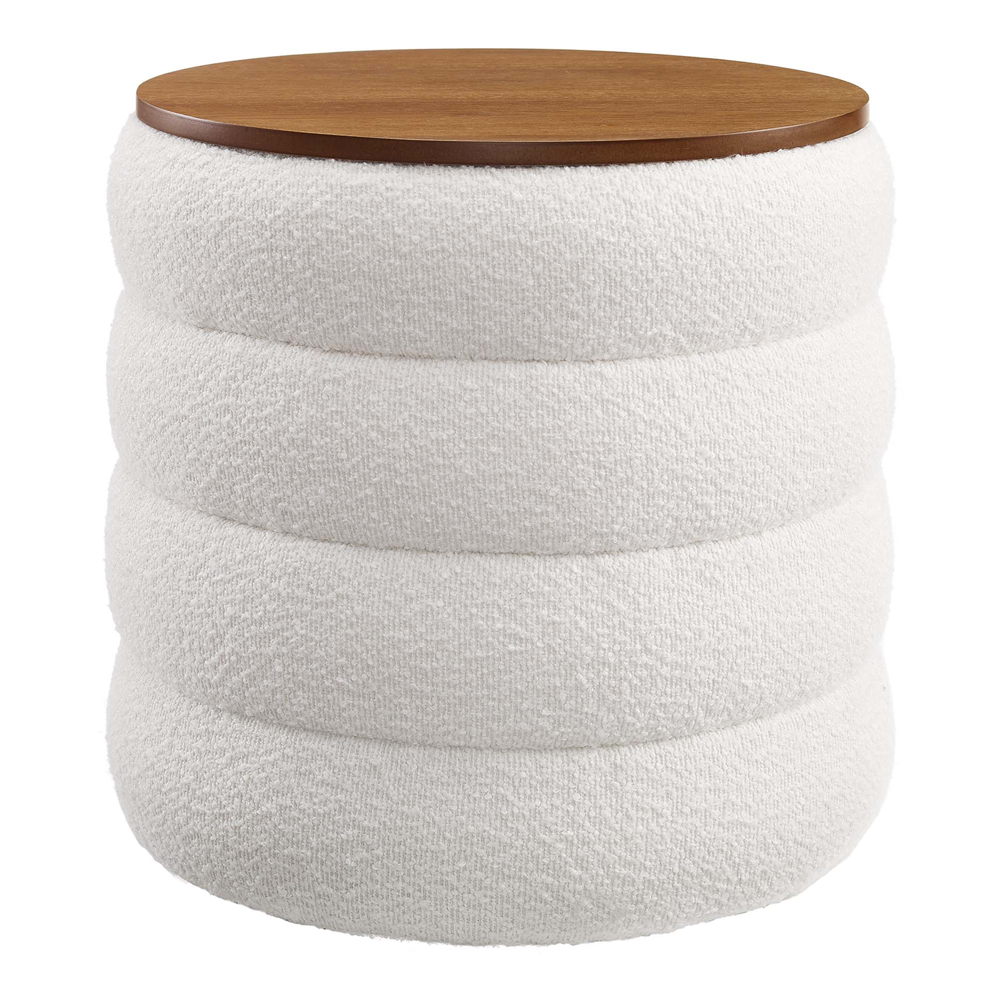 Mezzo Round Boucle Fabric Storage Ottoman by Modway - Best Buy Furniture