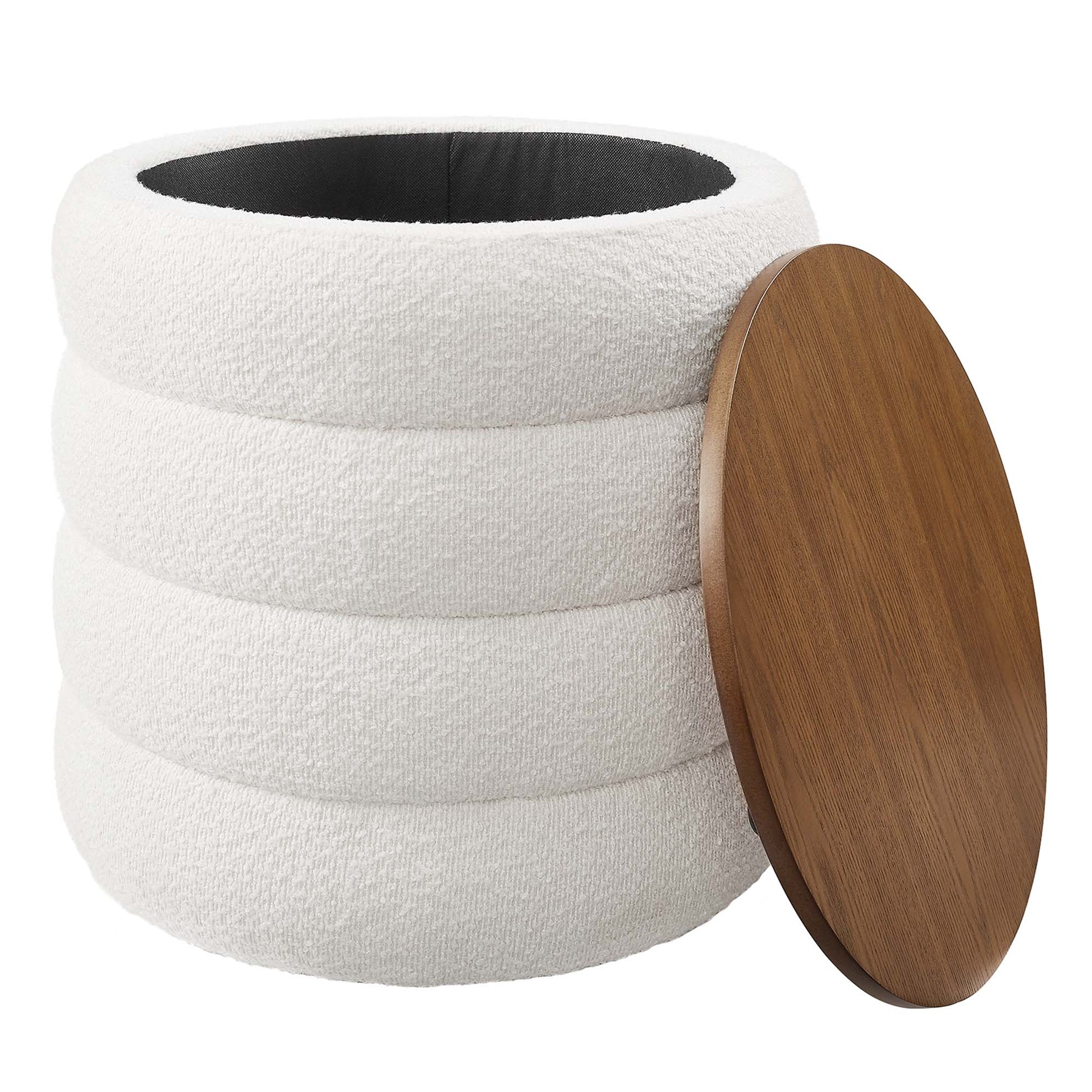 Mezzo Round Boucle Fabric Storage Ottoman by Modway - Best Buy Furniture