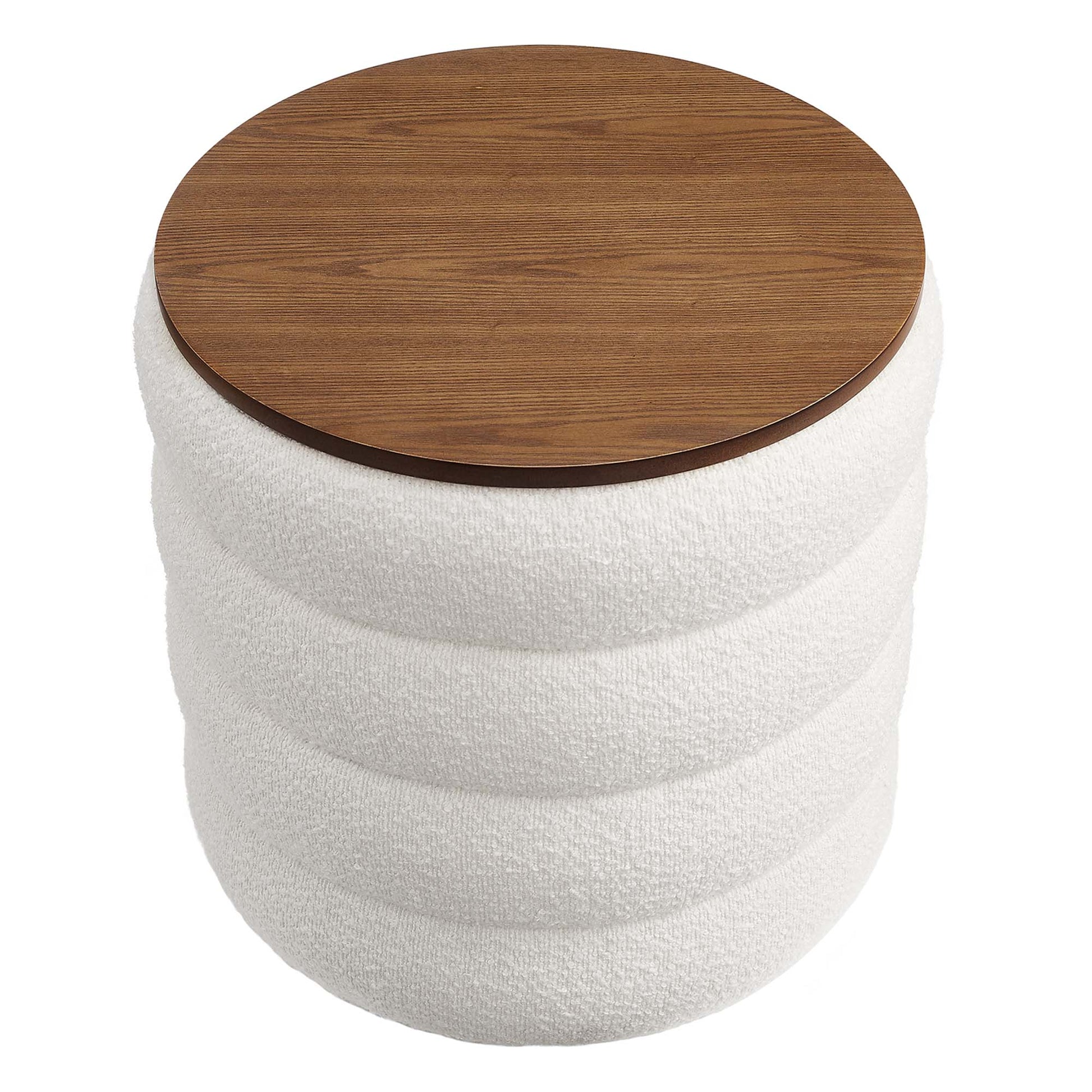 Mezzo Round Boucle Fabric Storage Ottoman by Modway - Best Buy Furniture