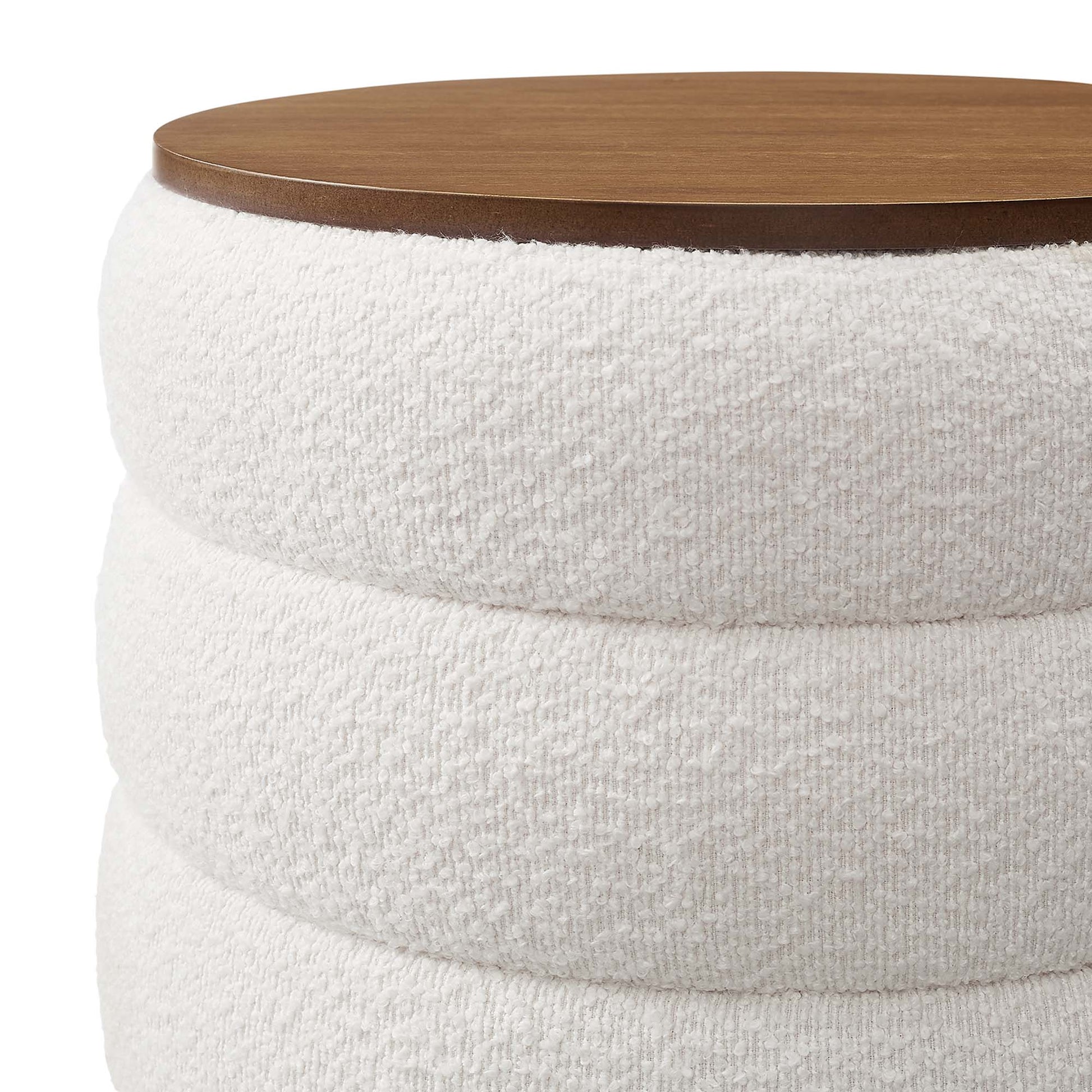 Mezzo Round Boucle Fabric Storage Ottoman by Modway - Best Buy Furniture