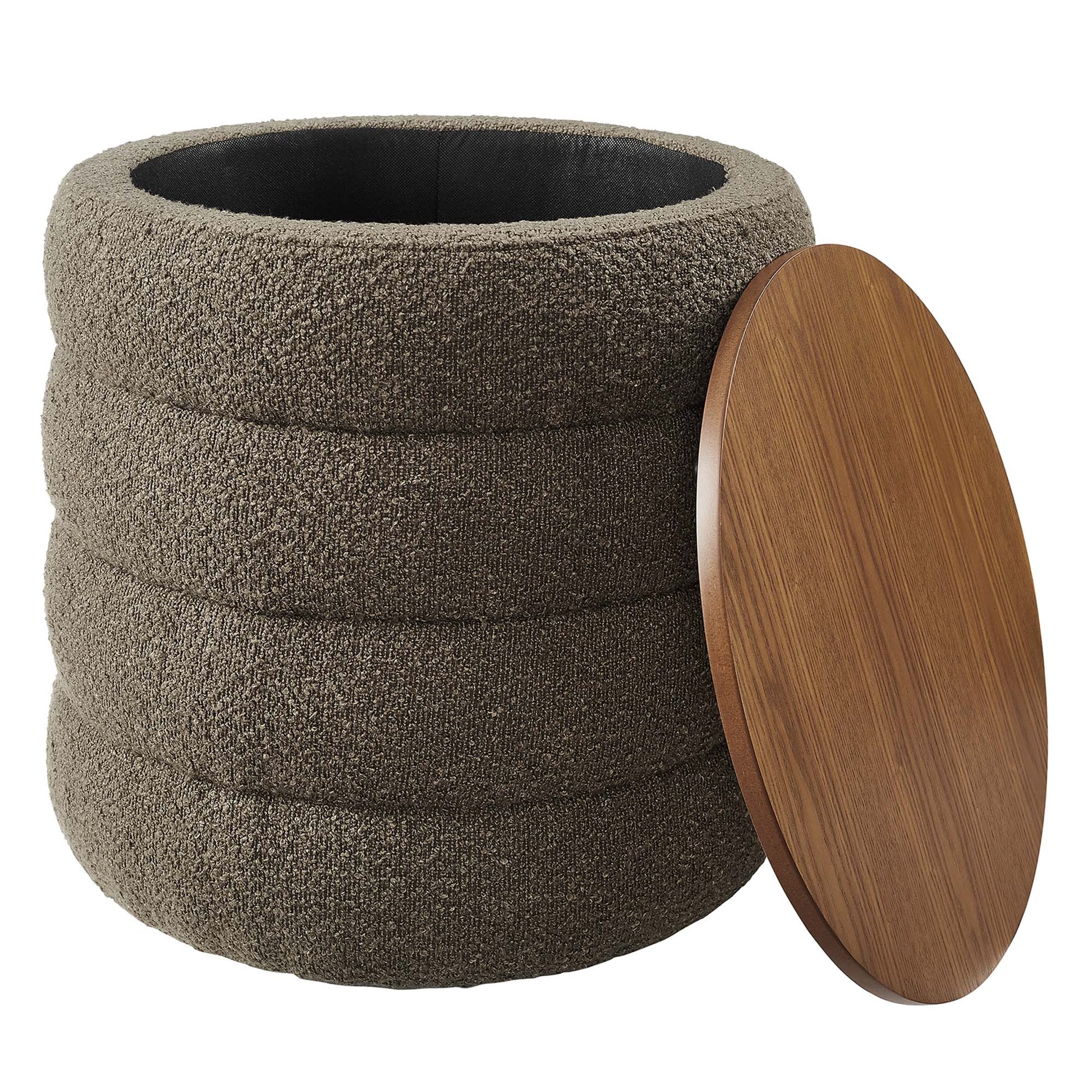 Mezzo Round Boucle Fabric Storage Ottoman by Modway - Best Buy Furniture
