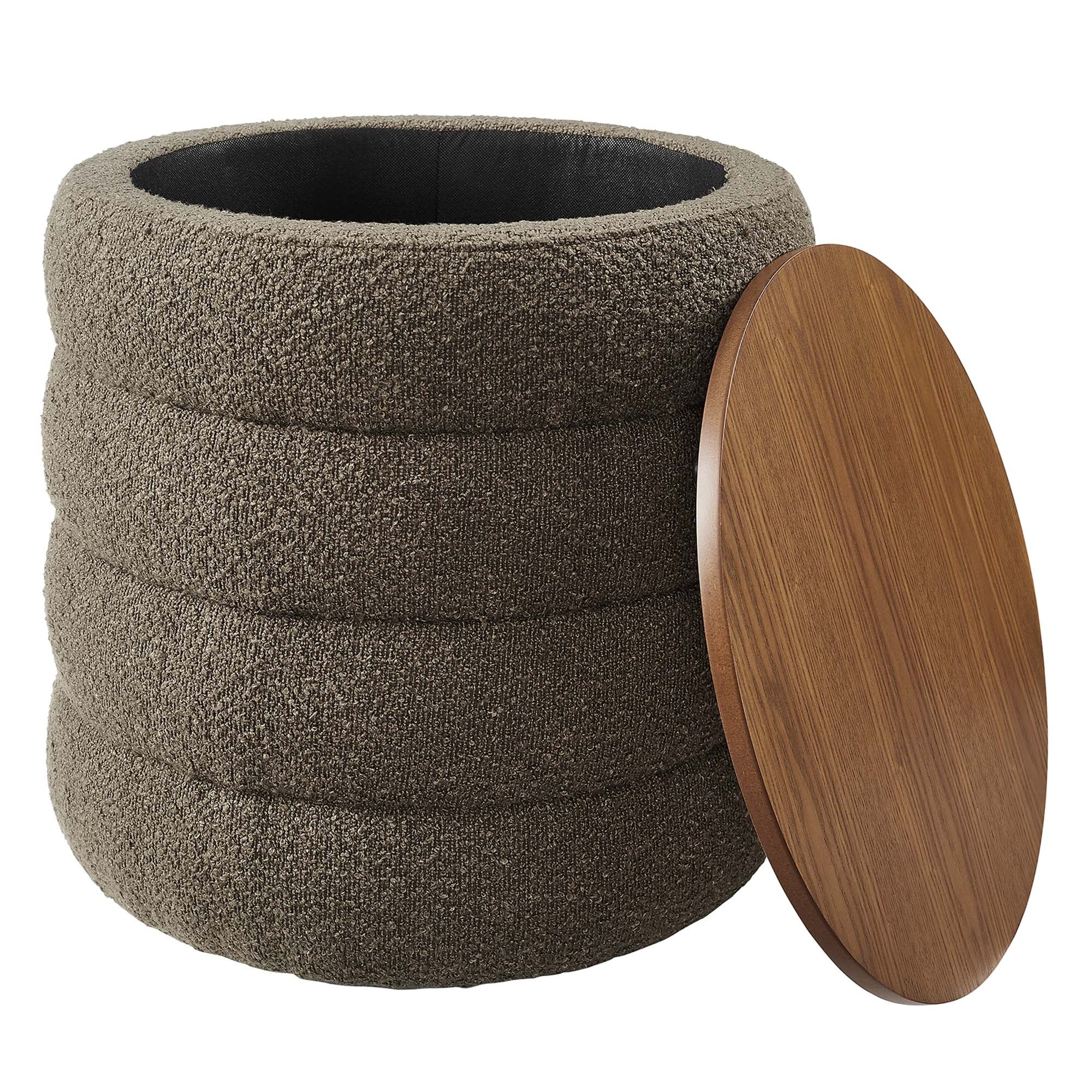 Mezzo Round Boucle Fabric Storage Ottoman by Modway - Best Buy Furniture