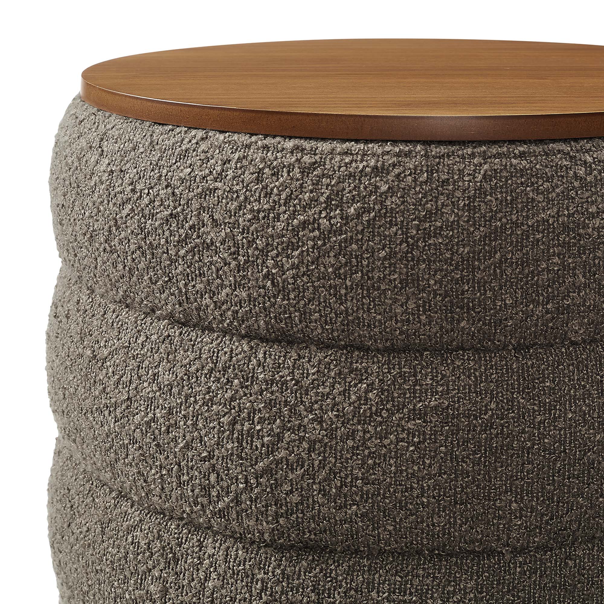 Mezzo Round Boucle Fabric Storage Ottoman by Modway - Best Buy Furniture