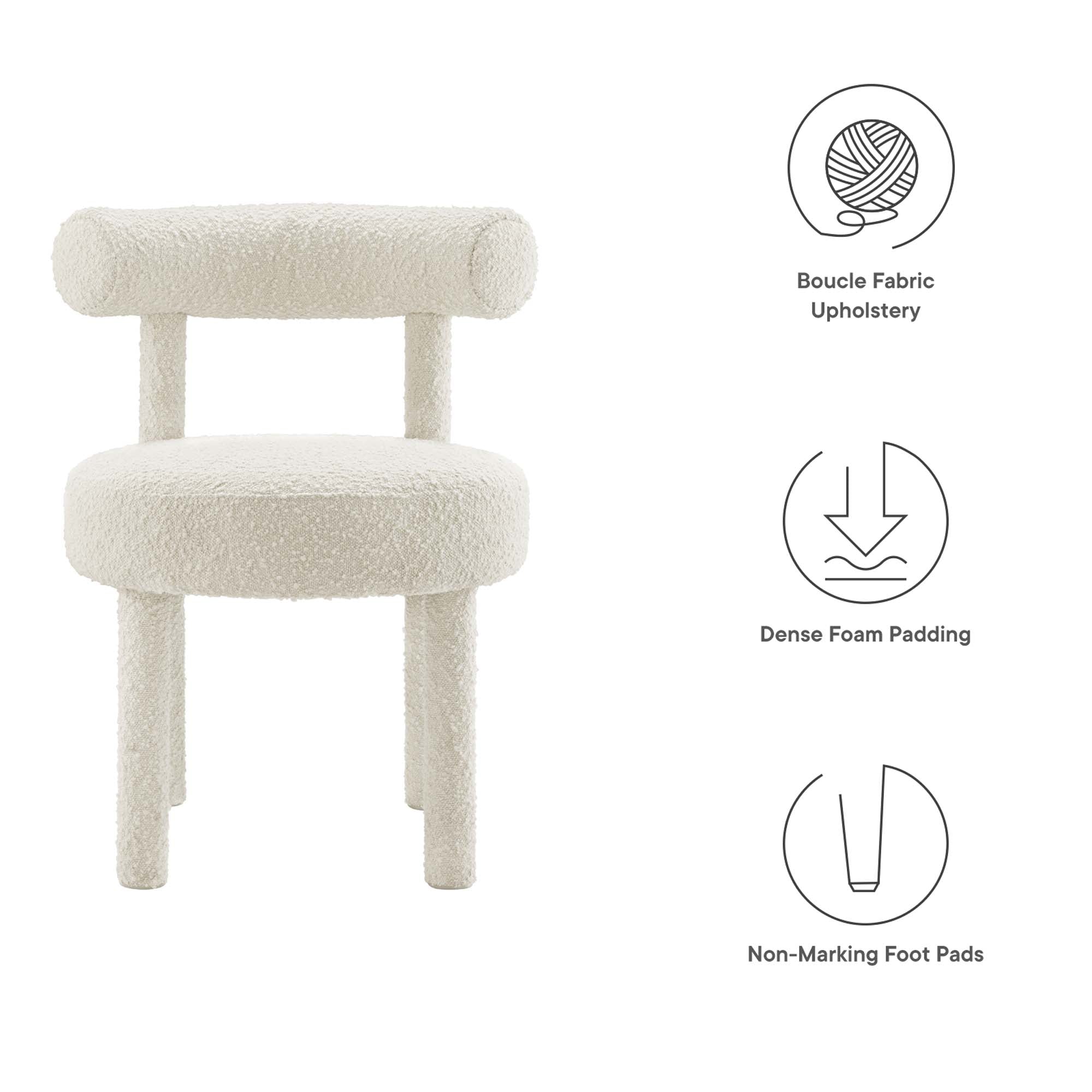 Toulouse Boucle Fabric Dining Chair Set of 2 by Modway