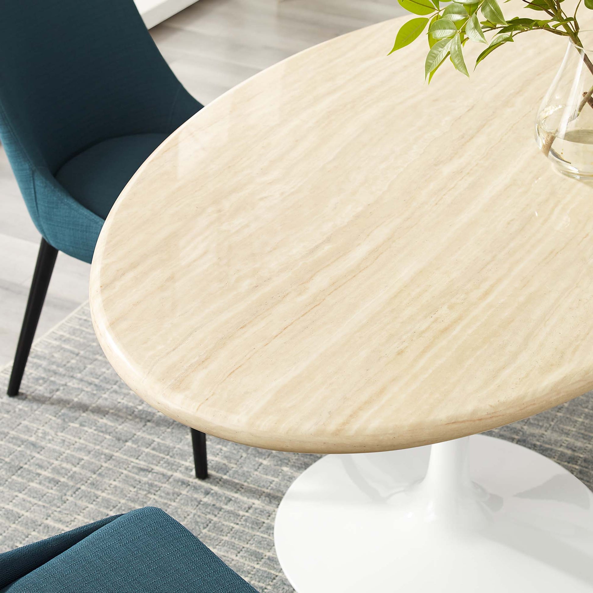 Lippa 60" Oval Faux Travertine Dining Table by Modway - Best Buy Furniture
