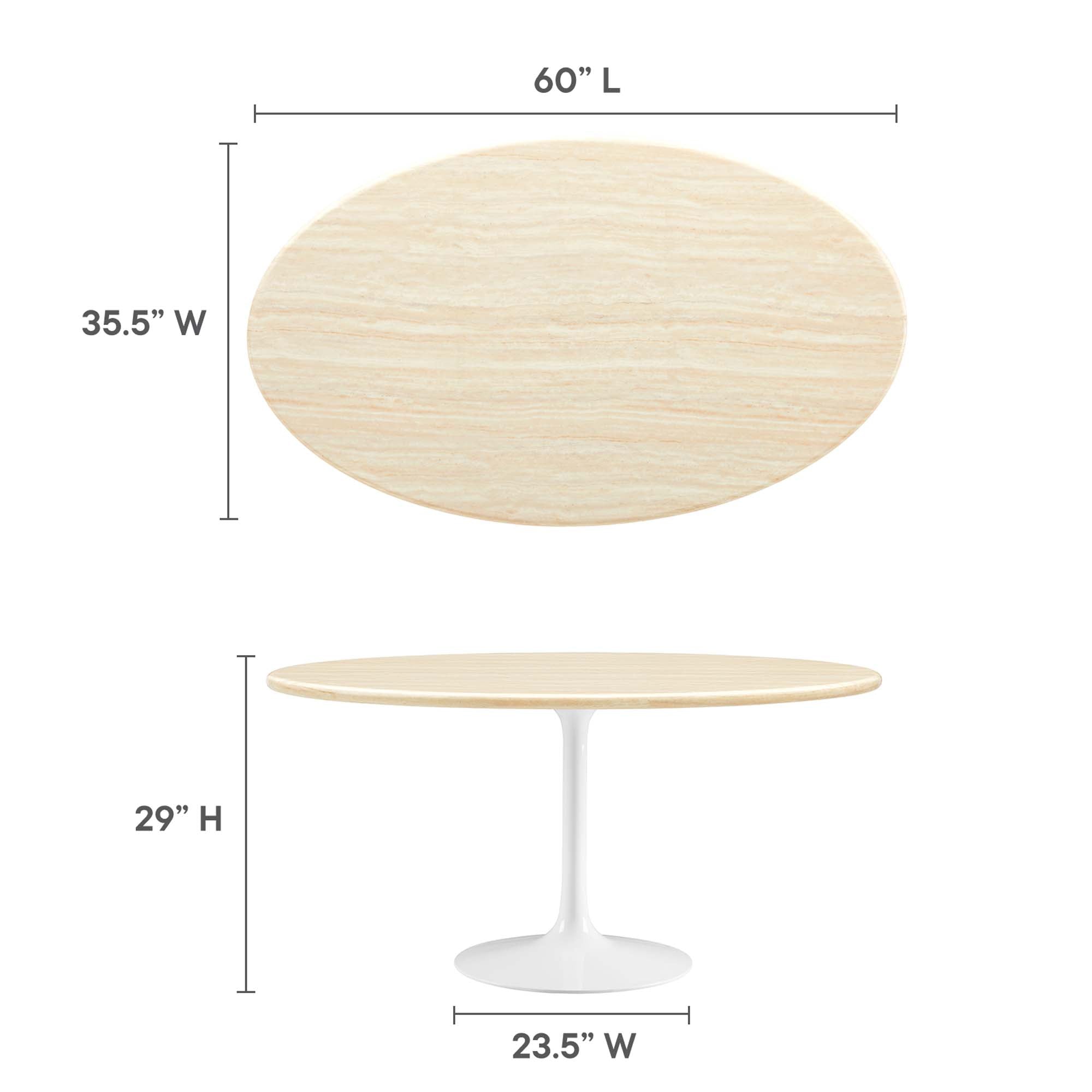 Lippa 60" Oval Faux Travertine Dining Table by Modway - Best Buy Furniture