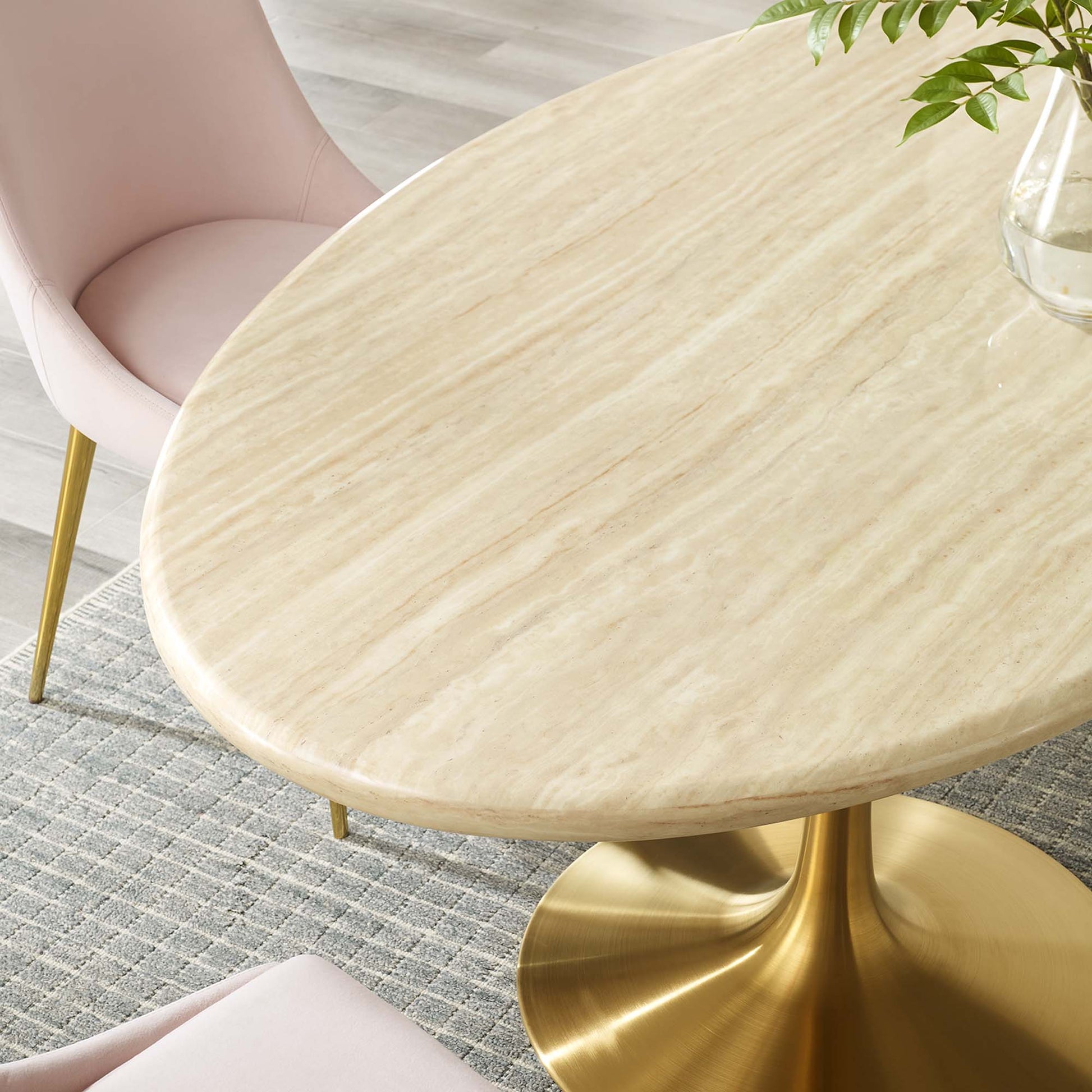Lippa 60" Oval Faux Travertine Dining Table by Modway - Best Buy Furniture