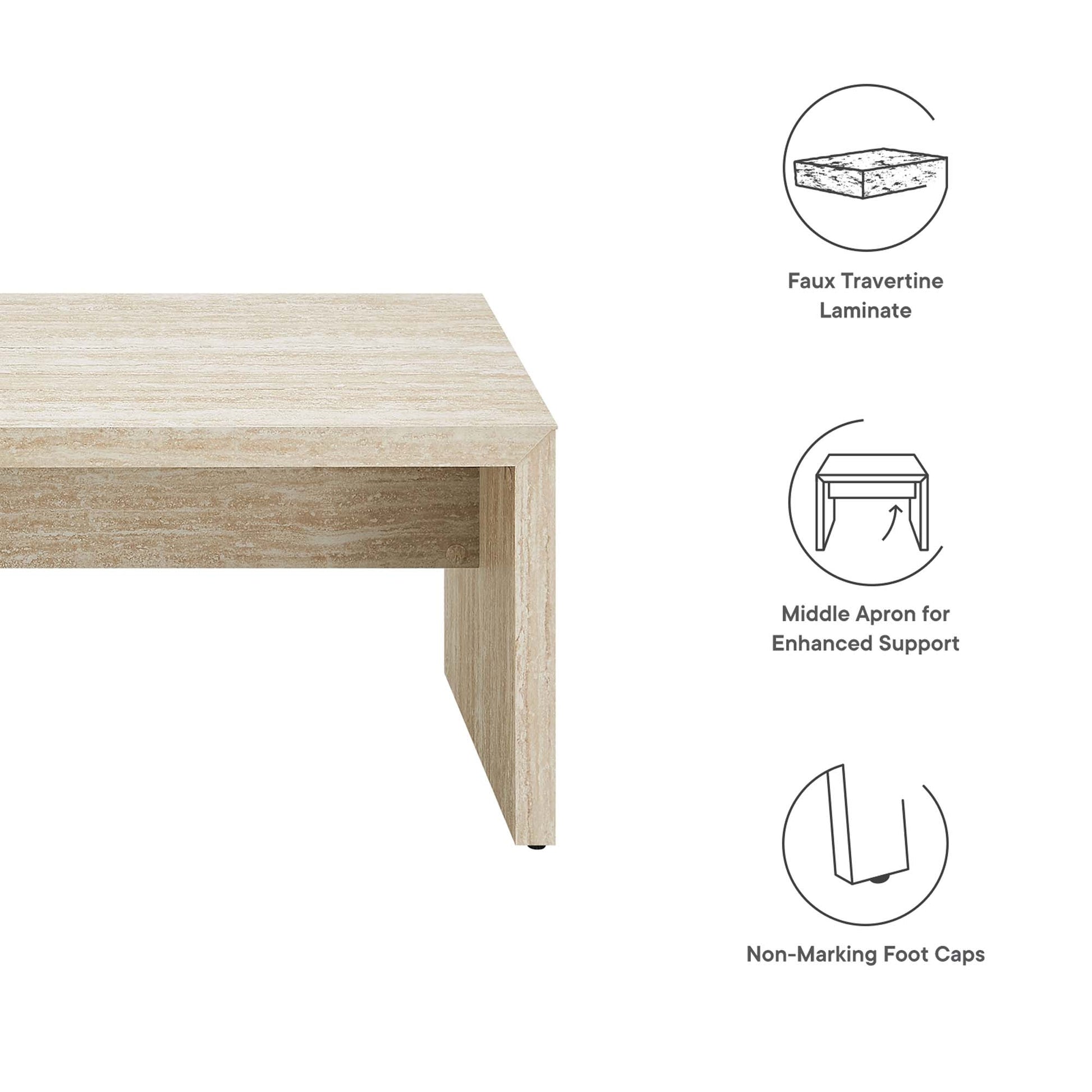 Mirella 62" Faux Travertine Long Bench by Modway - Best Buy Furniture