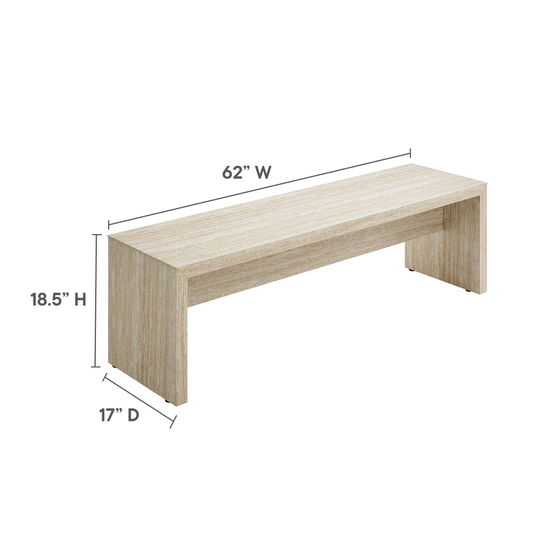 Mirella 62" Faux Travertine Long Bench by Modway - Best Buy Furniture