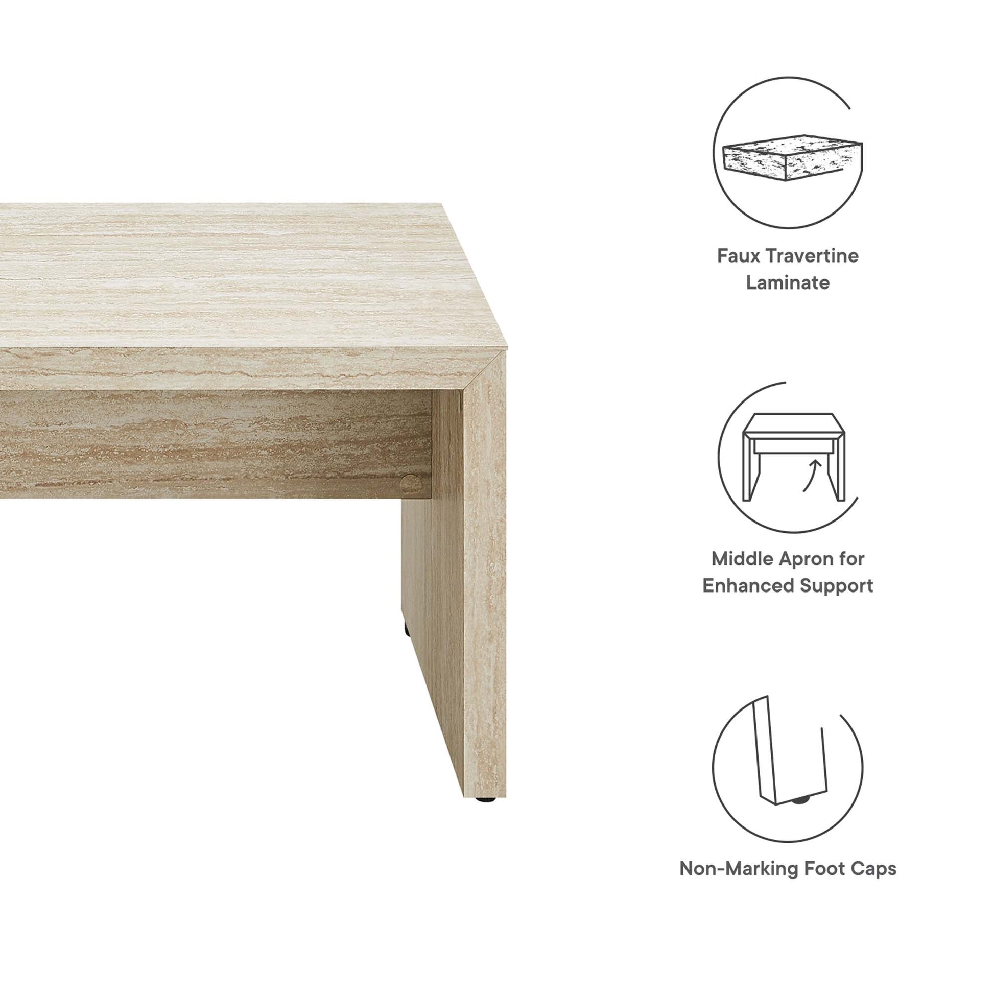 Mirella 53.5" Faux Travertine Bench by Modway - Best Buy Furniture