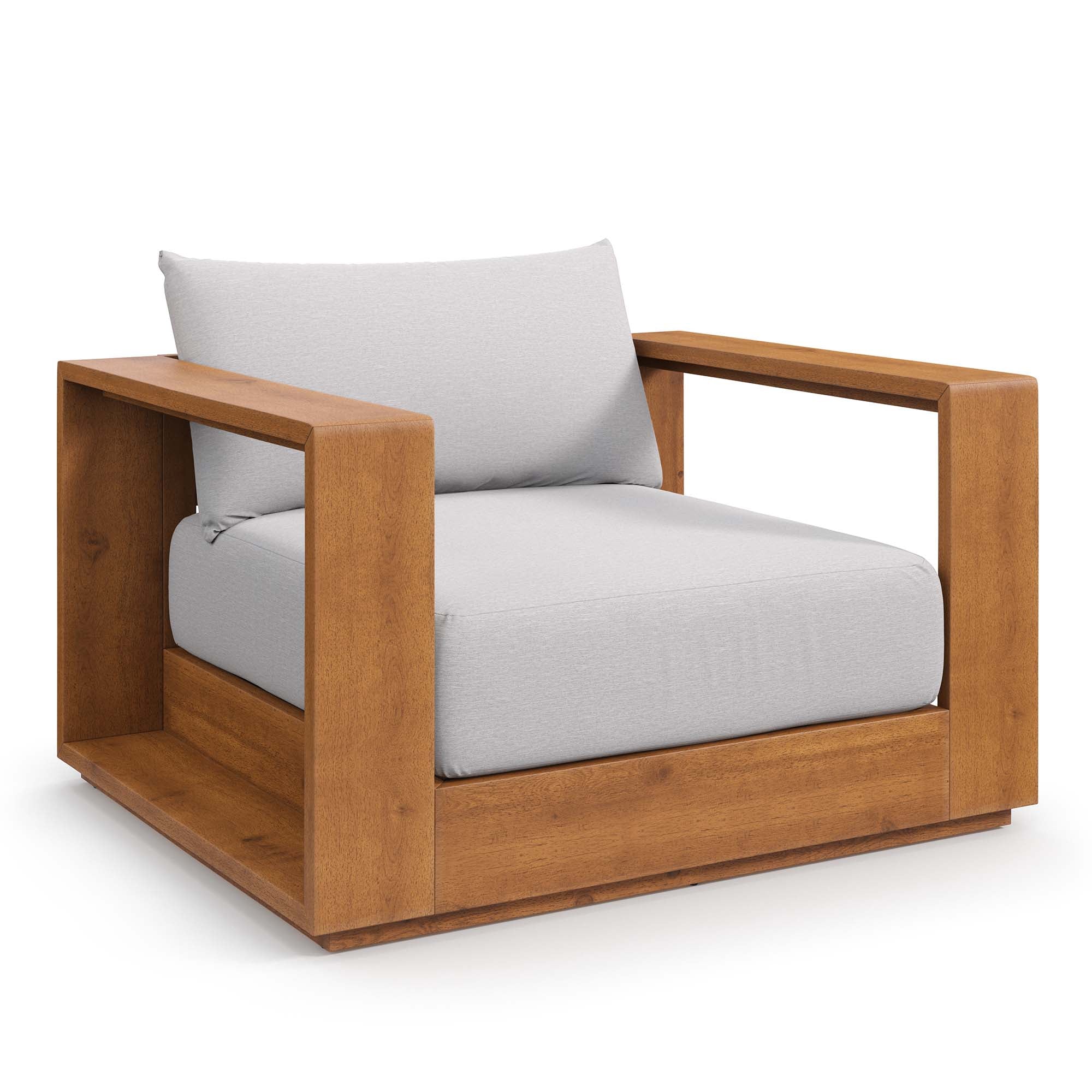 Tahoe Outdoor Patio Acacia Wood Chair in Natural Light Gray