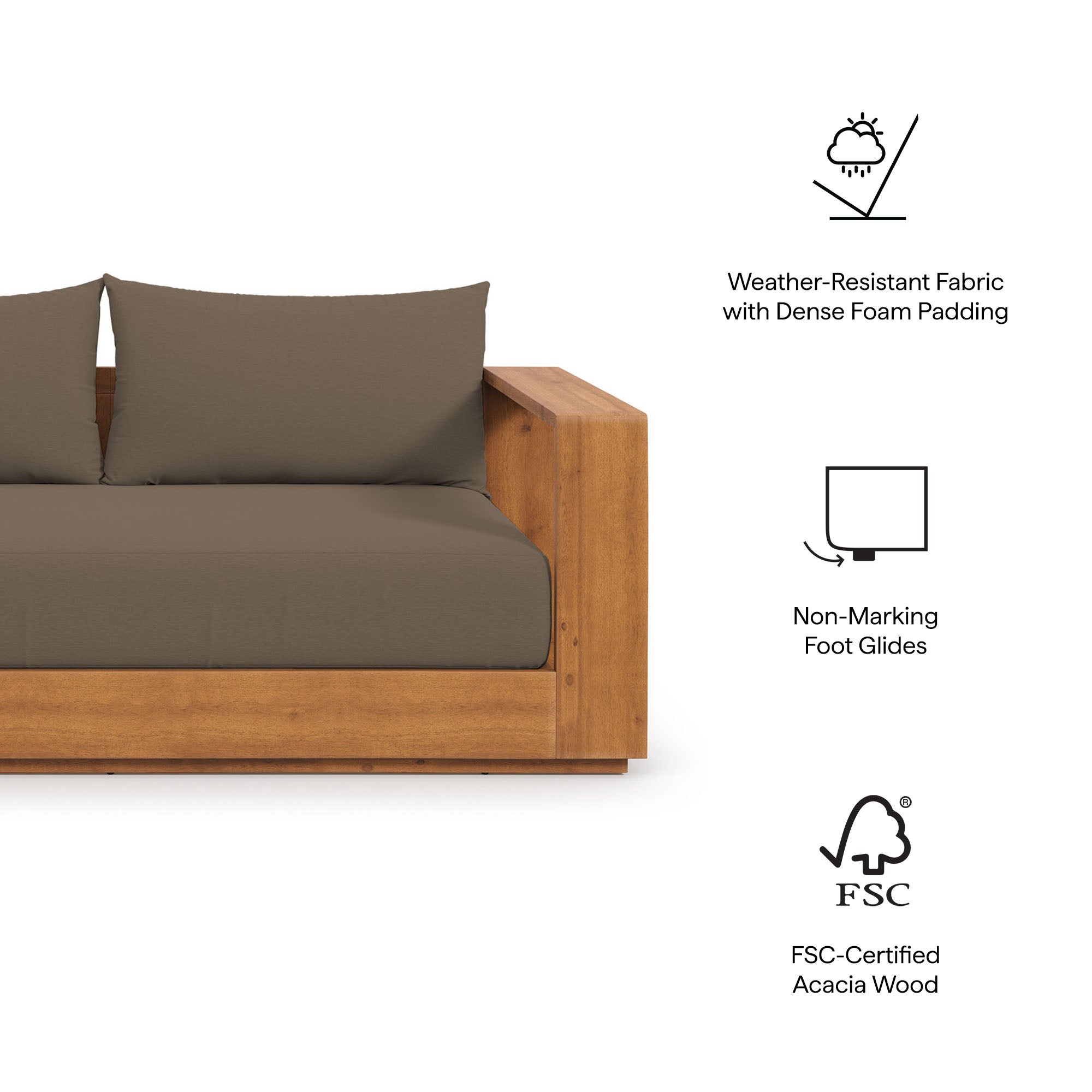 Tahoe Acacia Wood Outdoor Patio Acacia Wood Loveseat by Modway