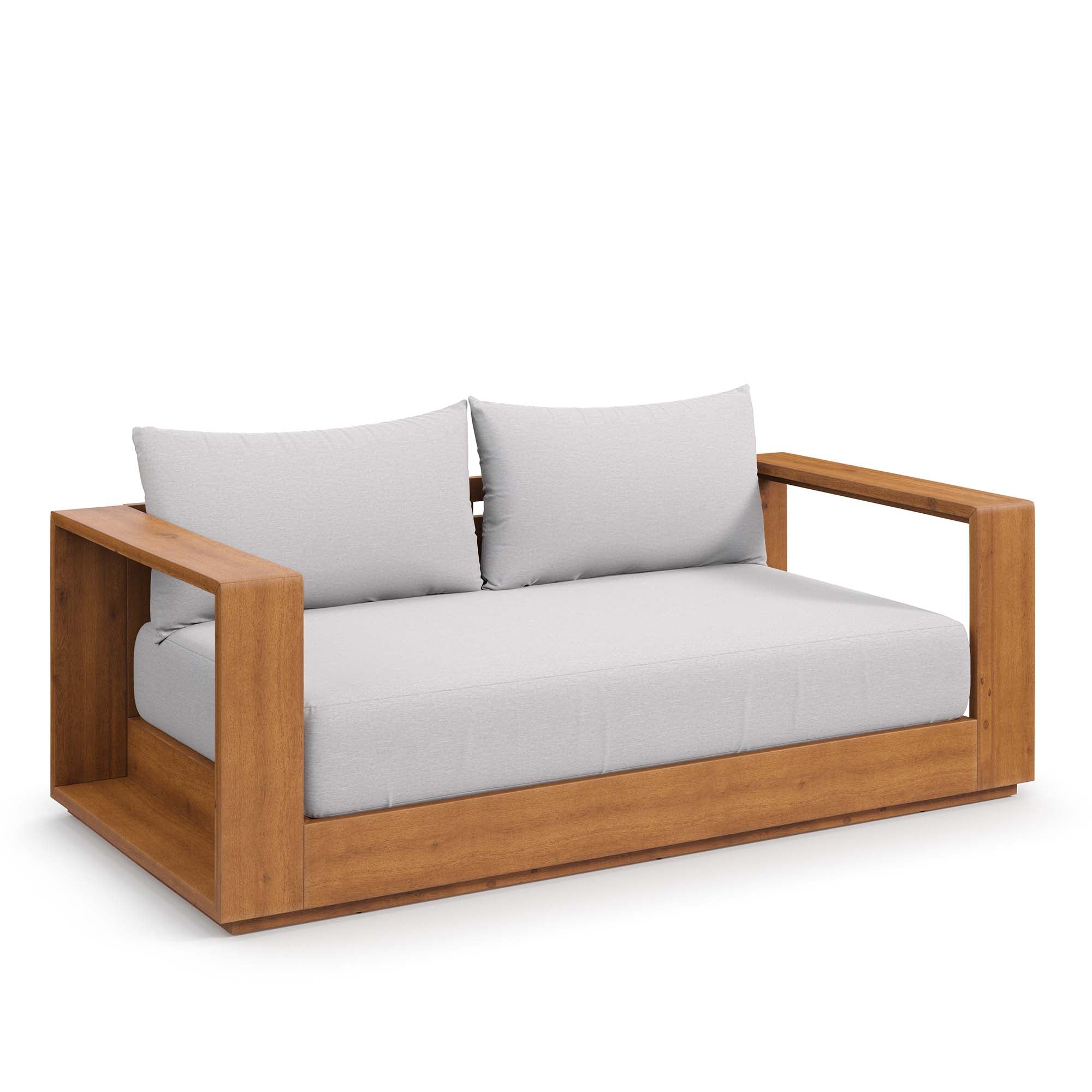 Tahoe Acacia Wood Outdoor Patio Acacia Wood Loveseat in Natural Light Gray