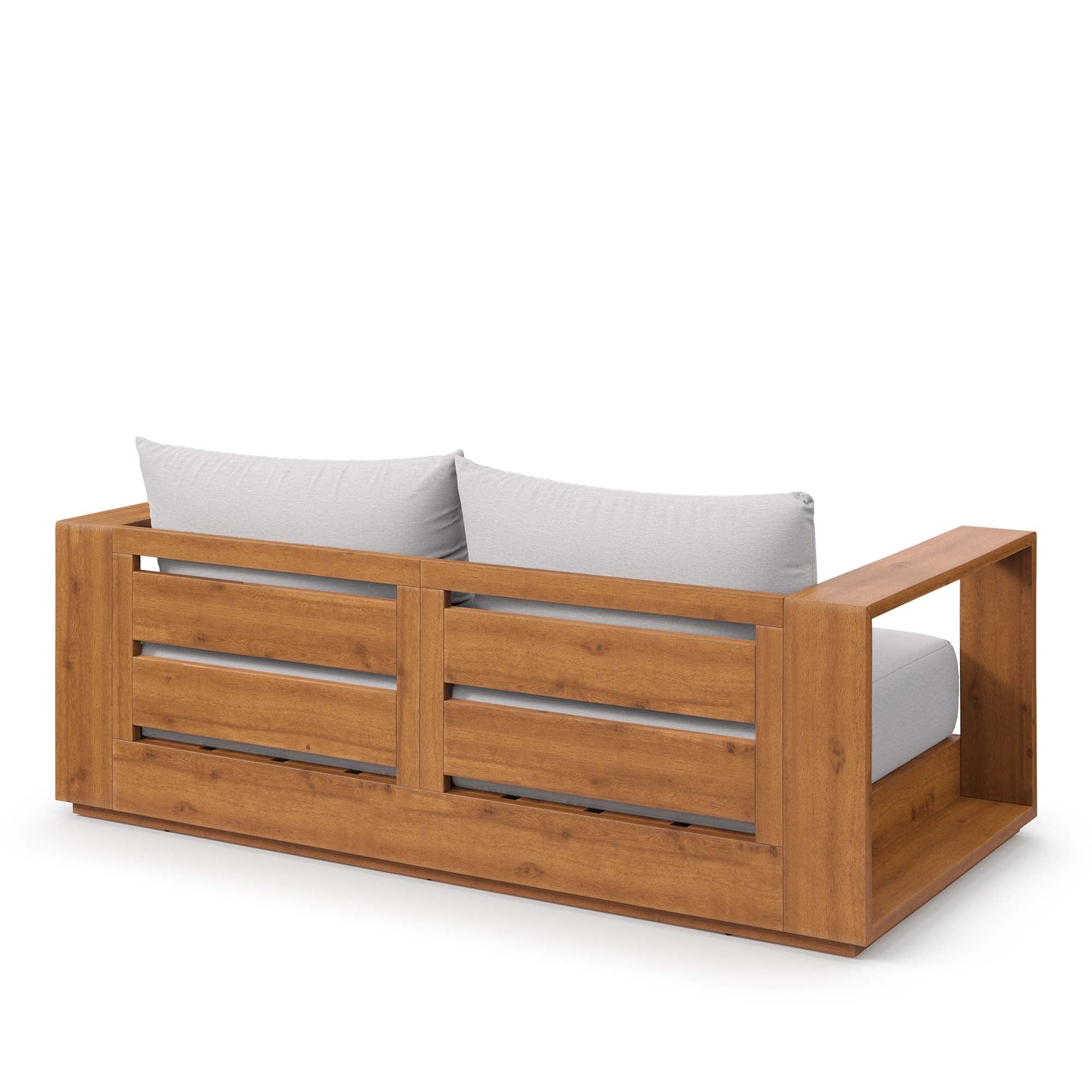 Tahoe Acacia Wood Outdoor Patio Acacia Wood Loveseat in Natural Light Gray