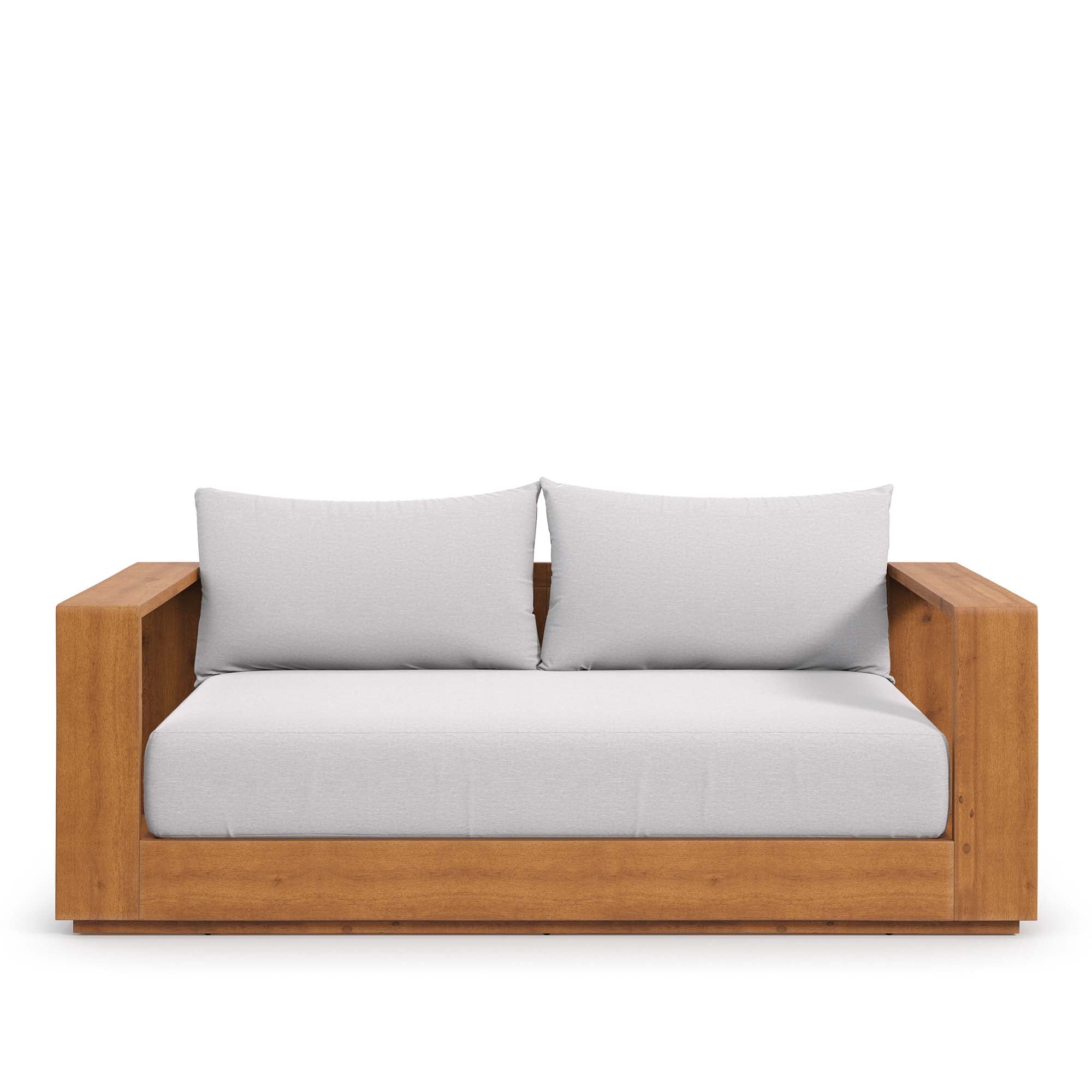 Tahoe Acacia Wood Outdoor Patio Acacia Wood Loveseat in Natural Light Gray